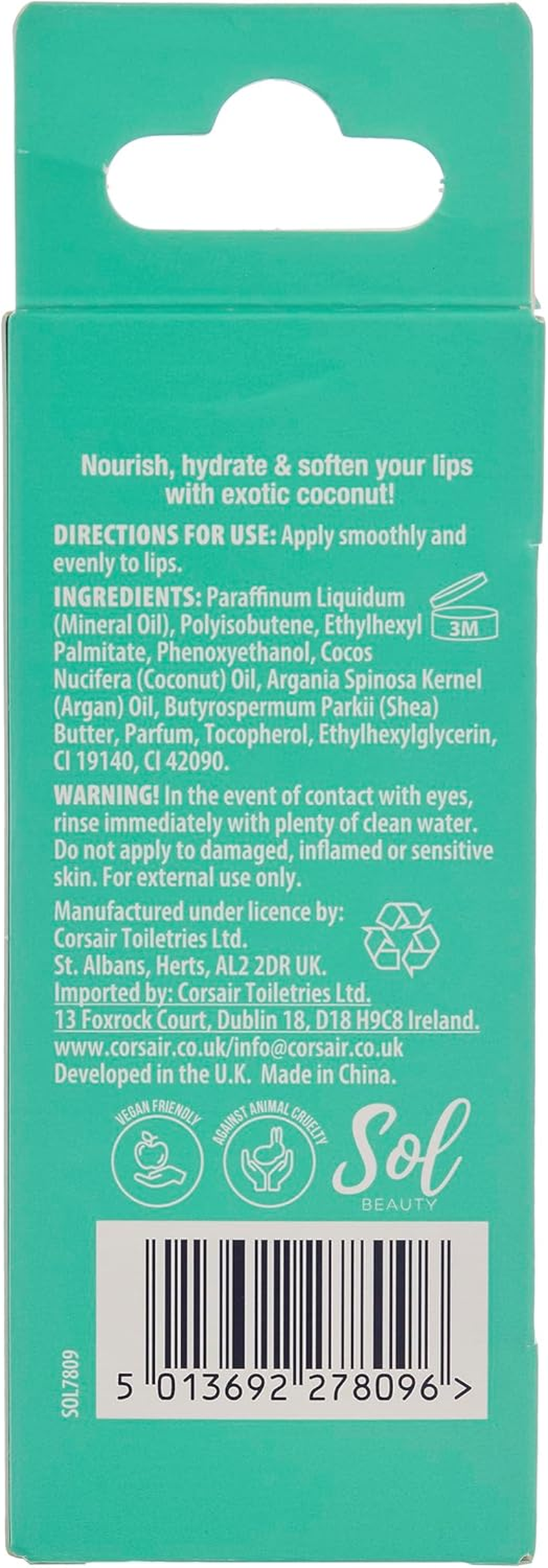 Sol Beauty Coconut Lip Oil with Coconut Extract and Shea Butter, Nourish, Hydrate and Soften Your Lips, Vegan Friendly and Cruelty Free Lip Oil 2 X 3G image number 3