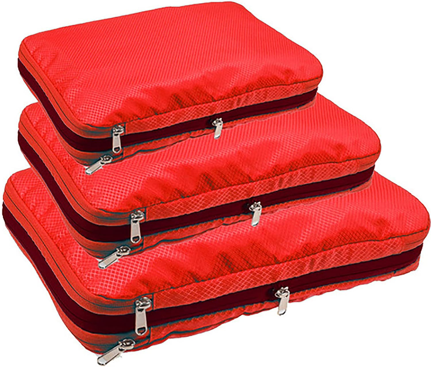 OEIPSMK Packing Cubes Compression Storage Bag Storage Bag Large-Capacity Double-Layer Cmpressible Storage Kit Packing Cubes for Travel,Red image number 3