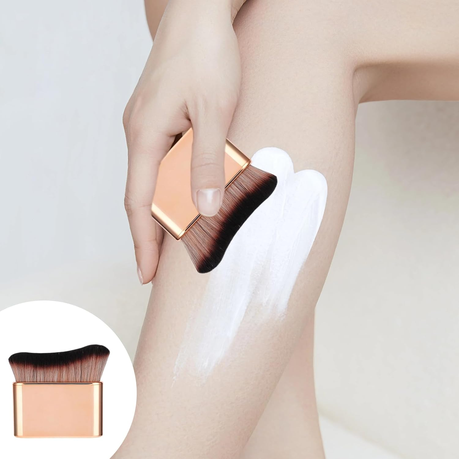 Pack of 2 Self-Tanning Brushes, Kabuki Brush, Body Glow, Self-Tanning, Leg and Body Make-Up, Body Brush, Soft, Multifunctional, for Applying Body Lotion, Make-Up for Body, Women, Daily Use and Beauty image number 5