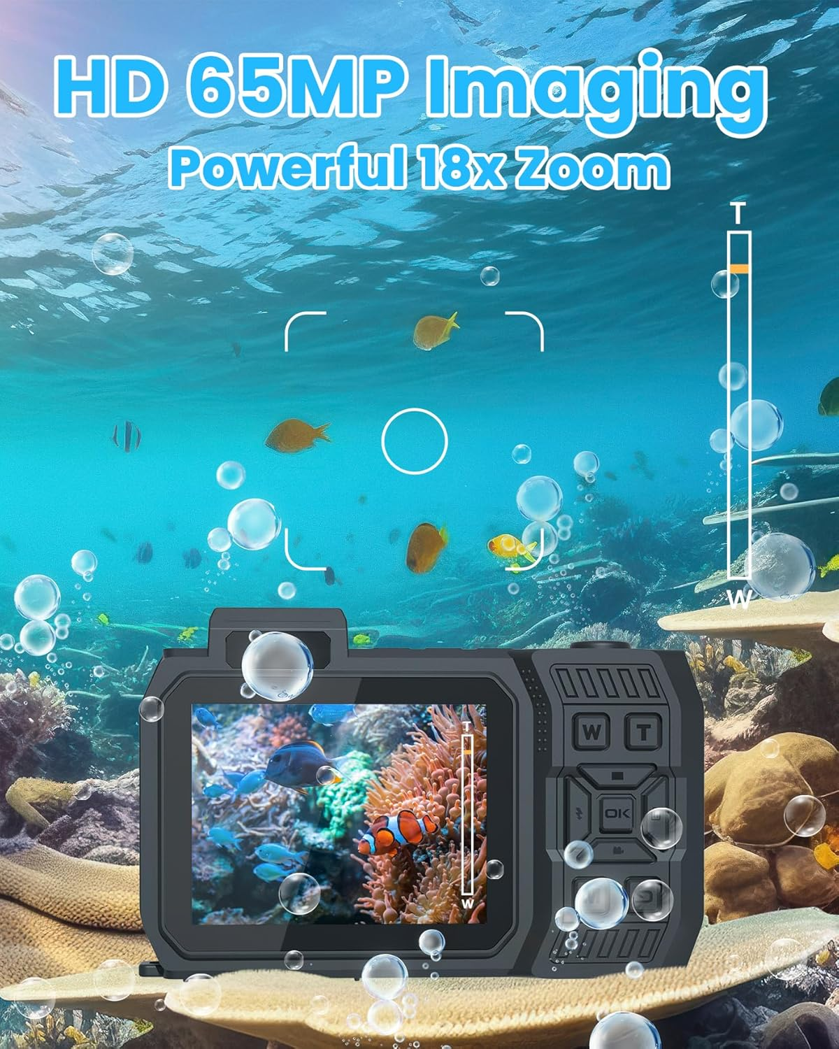 4K 33FT Digital Camera 48MP Underwater Camera Waterproof Camera Rugged Dustproof Shockproof,With 64GB Card Autofocus Selfie Dual-Screen Camera Snorkeling Zoom Point and Shoot Camera Type-C-Orange image number 1