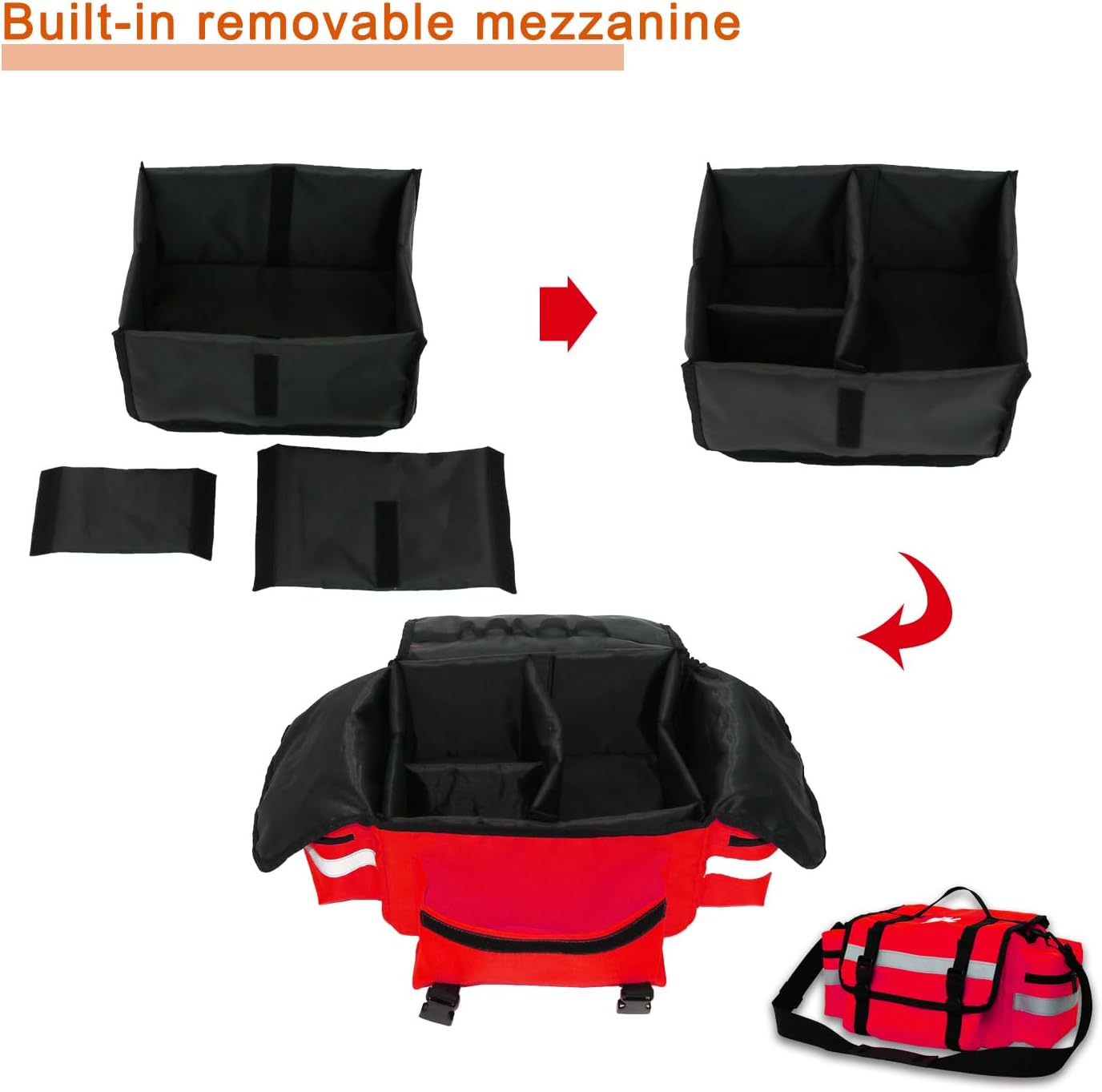 First Aid Bag Empty,First Responder Emergency Bag,Ems EMT Trauma Bag Empty,Medical Bag with Reflective Strips,Great for Rescue Squads,Lifeguard,Firefighter(Red)