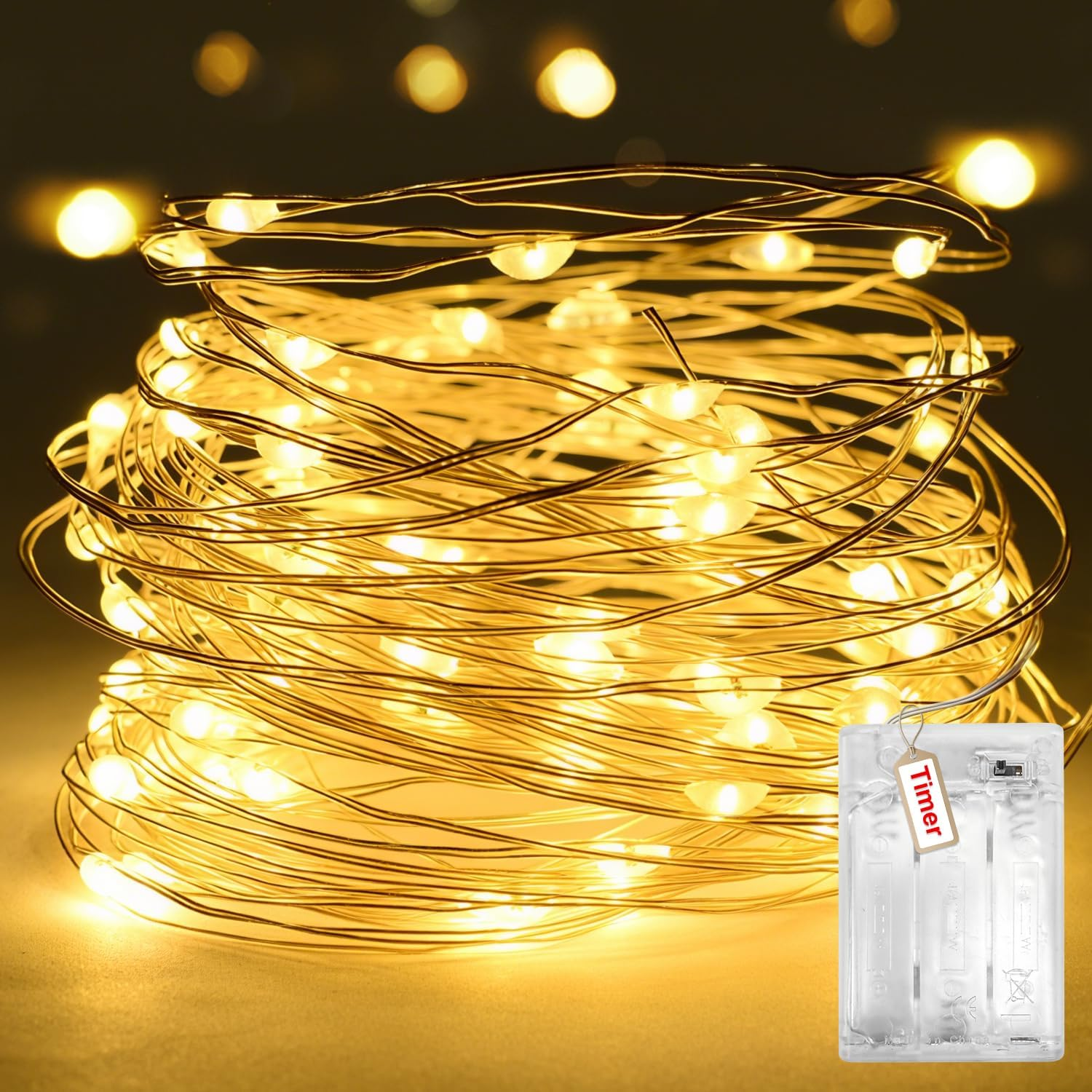 Peasur Battery Operated LED String Lights Timer Pack of 1, 3 M 30 LED String Lights, 2 Modes/Waterproof String Lights for Christmas, Halloween, Bedroom, Interior, Wedding, Flat Decoration, Warm White image number 3