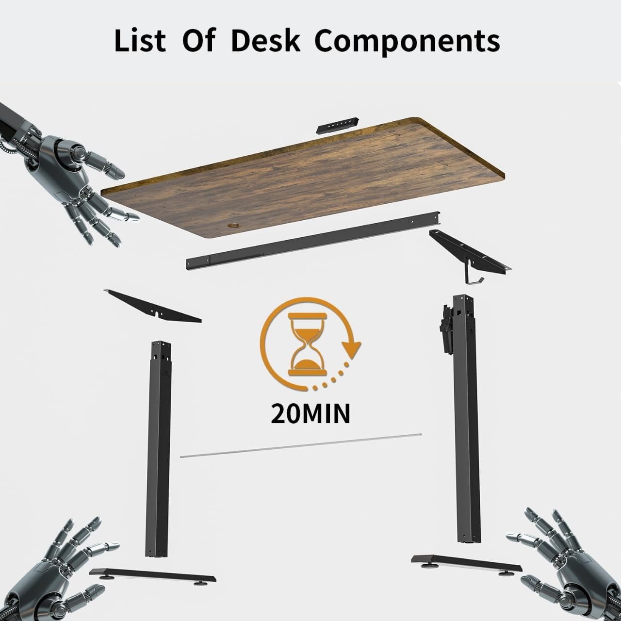 Yildue Electric Standing Desk 120/140Cm,Height Adjustable Standing Compute Desk with Splice Board,3 Memory Height Settings Ergonomic Home Office Desk(Rustic Brown) (140X60CM) image number 4