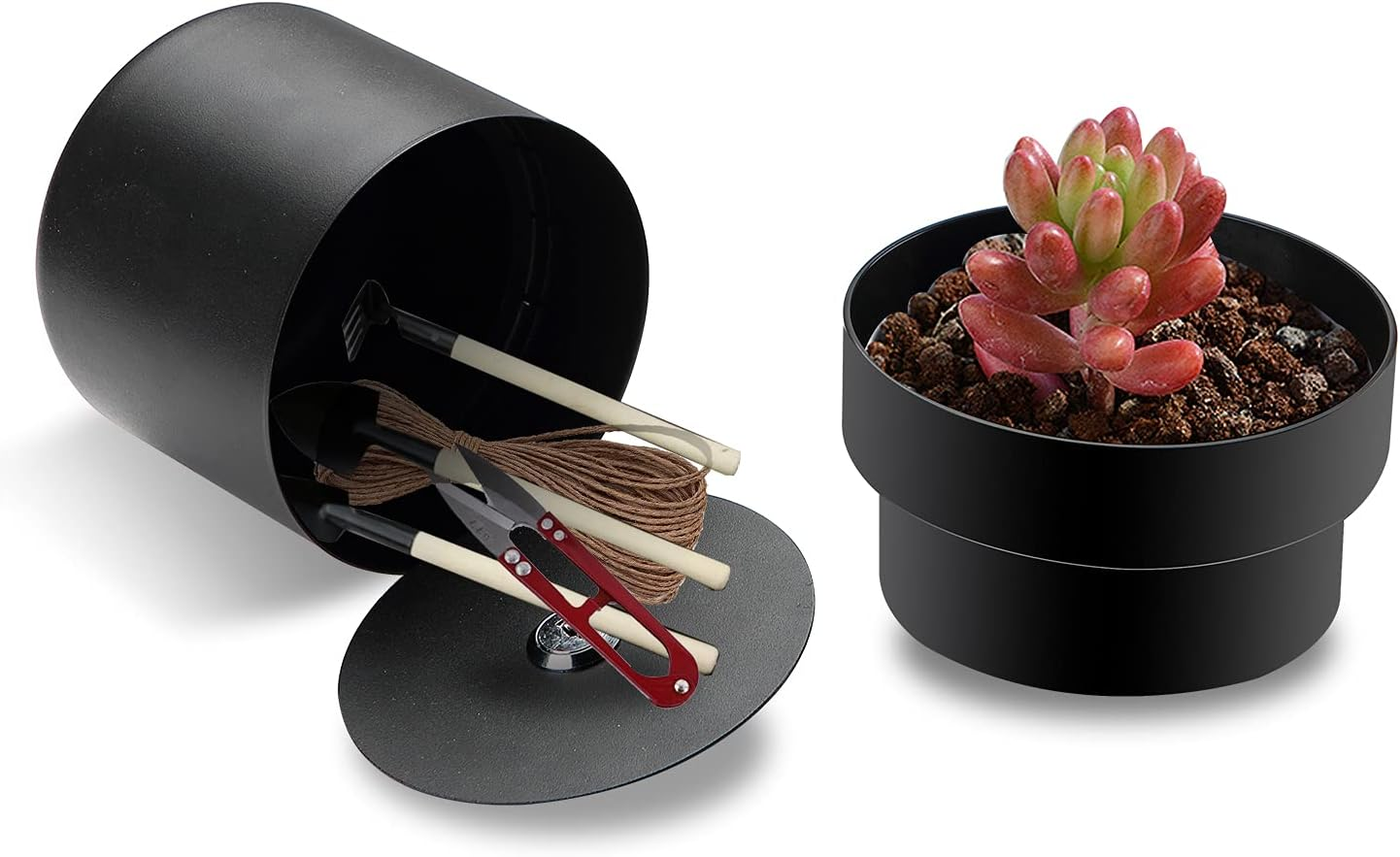 Flower Pot Diversion Safe with Key Lock, Secret Hidden Safe Lock Box, Perfect for Hiding the Valuables inside Flower Pot&rsquo;S False Bottom, Plants Not Include,Black image number 4