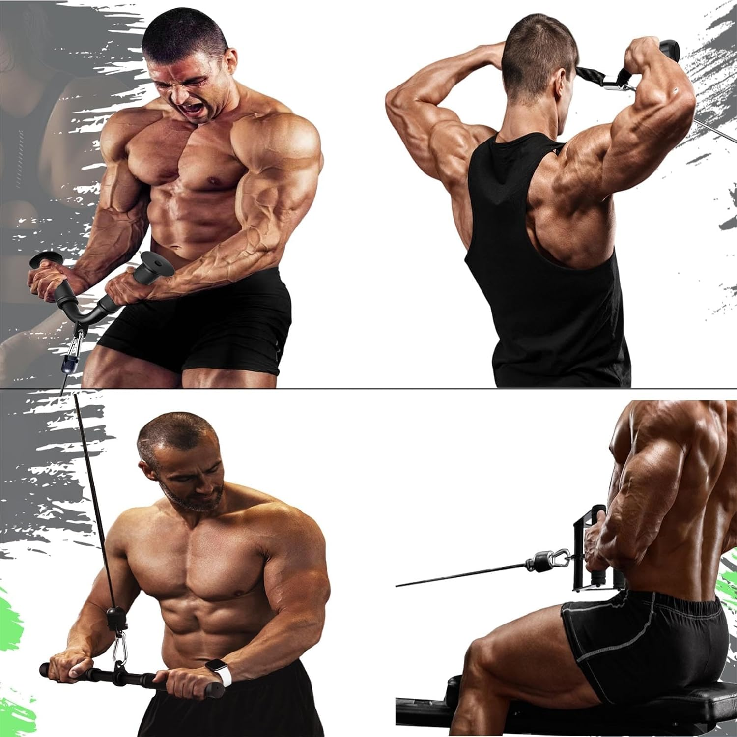 Cable Machine Attachment，Lat Pulldown Attachments Upgraded 1.3 Inch Comfort Grip Cable Attachments for Gym, Triceps Rope Bar,V Bars,Double D Bar,Homr Gym Accessories image number 5