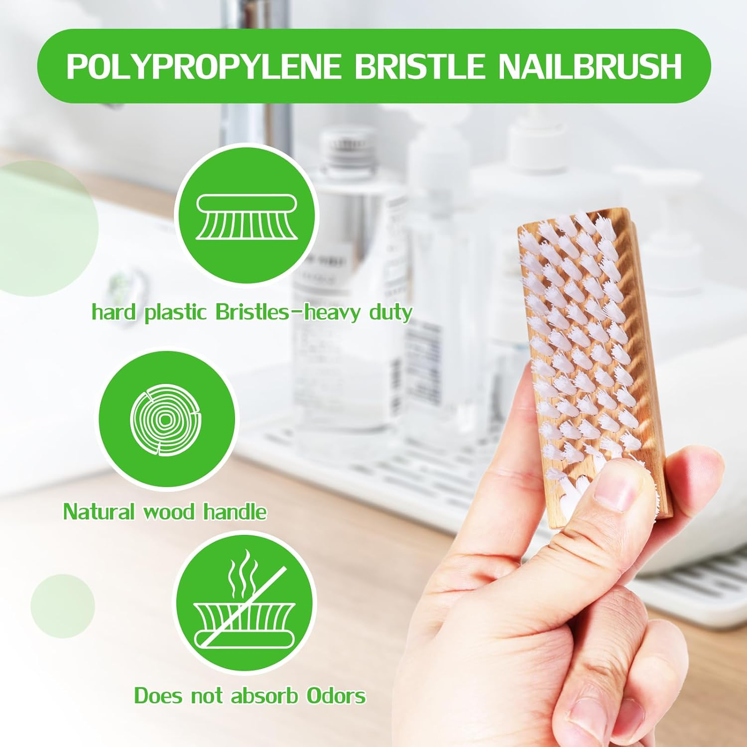 Wood Nail Clean Brush Two-Side Nail Brush with Stiff Bristle Deep Clean under Nails Fingernails for Nail Art and Industrial Repair Job Included Automotive Works Nail Brush 2 Packs