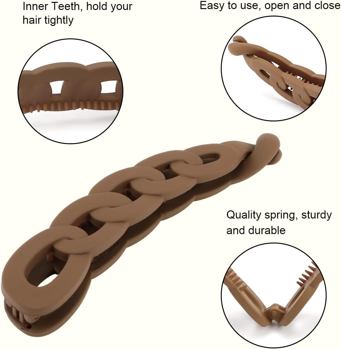 Hapdoo Hair Clips, 6PCS 5.1 Inch Hollow-Out Chain Banana Clips for Thick Hair, Matte Strong Hold Ponytail Bun Holder, Hair Jaw Clips Barrettes Styling Accessories for Women Girls image number 3