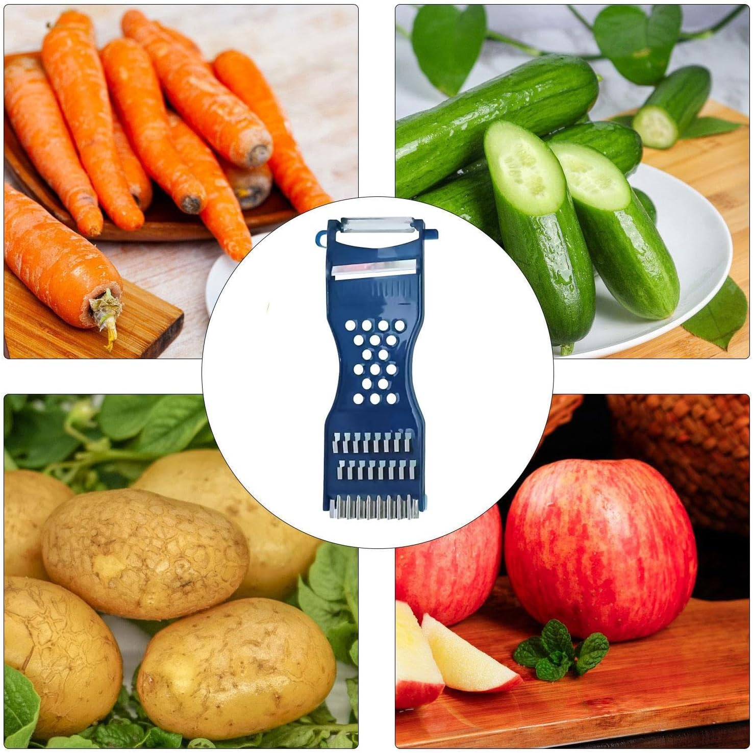 Qkbuza Kitchen Vegetable Peeler - Handheld Shredders Tool for Veggie,Multipurpose Vegetable Slicer, Kitchen Cutting Gear for Onion Carrot Garlic image number 3