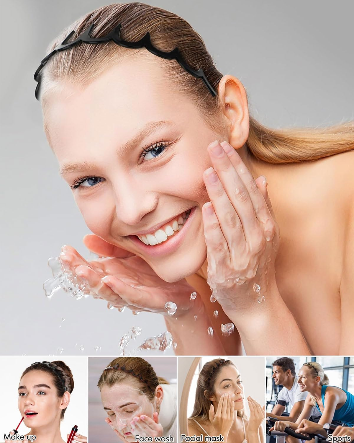 TPZORJX 4 Piece Serrated Headband Hair Net Hair Net for Sports Fitness Daily Use Women and Girls