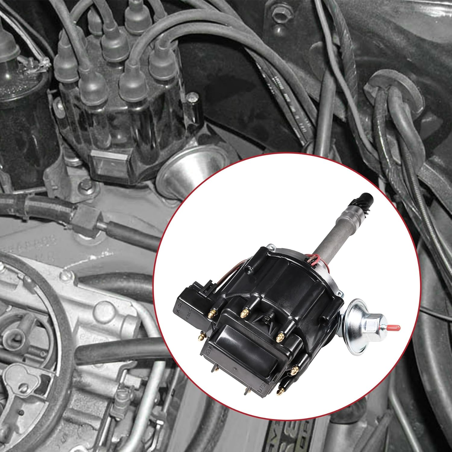 HEI Distributor 6515 65K Coil Replacement for Chevy Corvette Tach Drive 327 350 SBC 1962-1974 Ignition Distributor Black