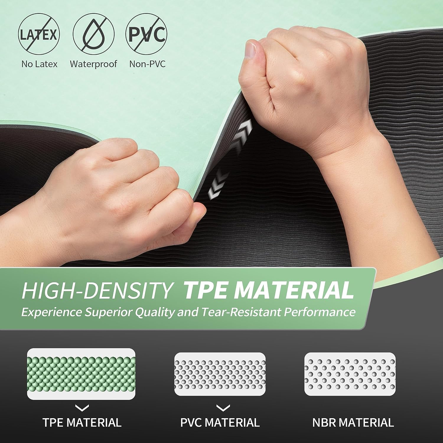 CAMBIVO Yoga Mat for Women Men Kids, 6Mm & 8Mm & 10Mm Thick, 72" Lx 24" W TPE Yoga Mats, Workout Mat with Carrying Strap for Yoga, Pilates and Floor Exercises image number 4