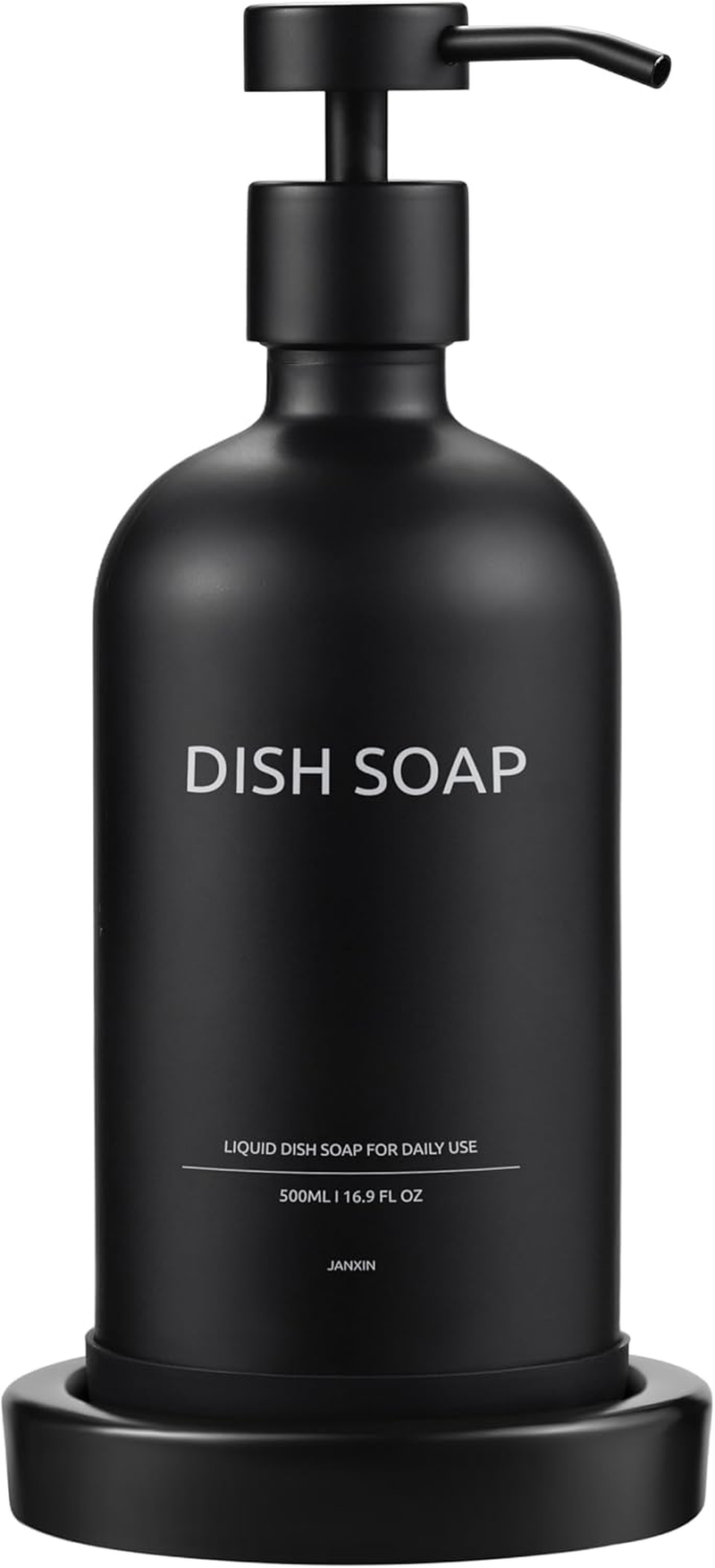 Glass Soap Dispenser Set by Janxin,Bathroom Soap Dispenser Set with Ceramic Tray,Luxury Bathroom Accessories,Modern Kitchen Decor (White+Gold(Hand Soap))