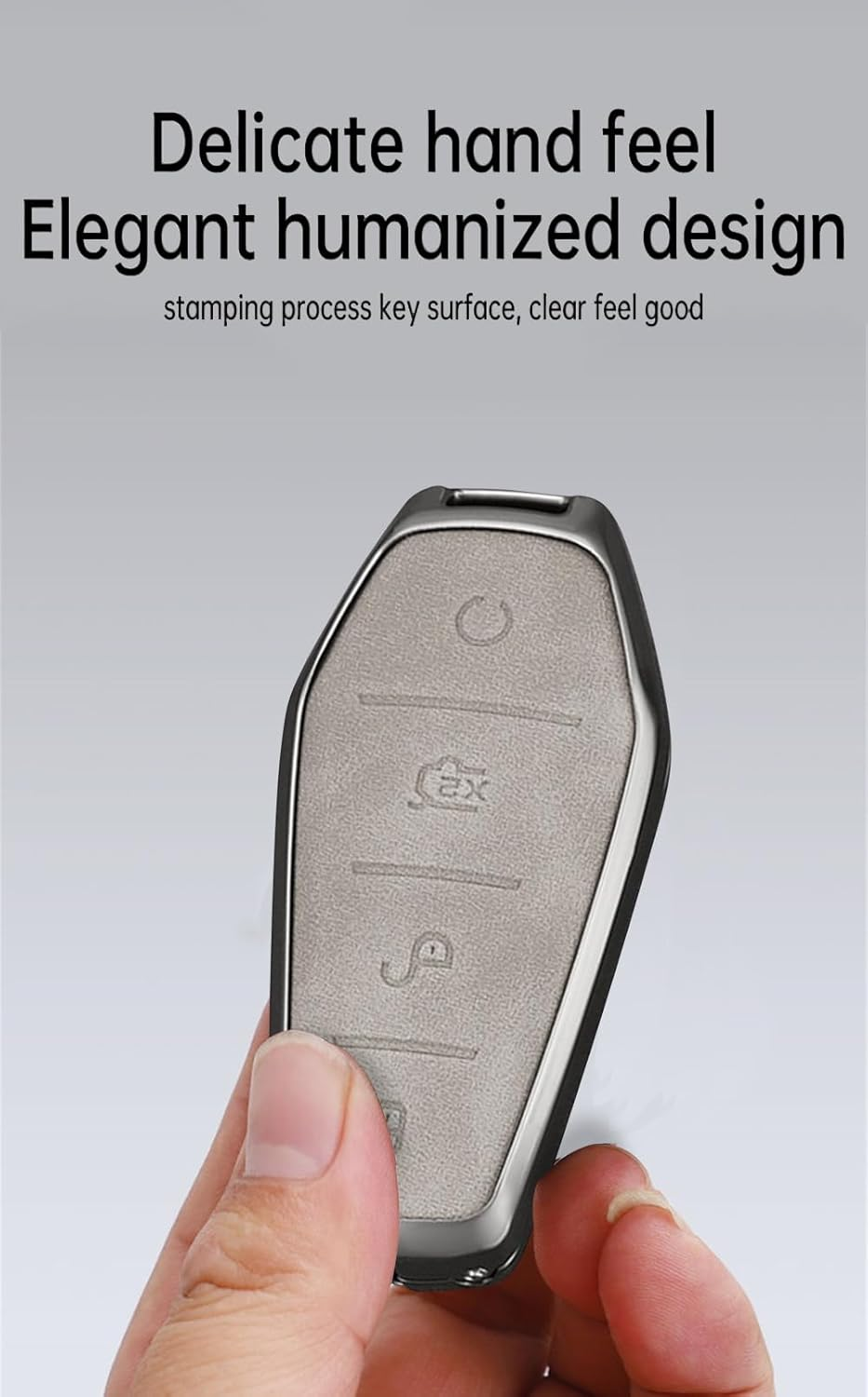 Ontto Metal Leather Key Fob Cover Fit for BYD Dolphin Atto 3 Seal Song plus Qin Tang E2 2021 2022 2023 2024 Smart Key Shell Case Keyring Key Holder Keychain Accessories 3 Buttons image number 6