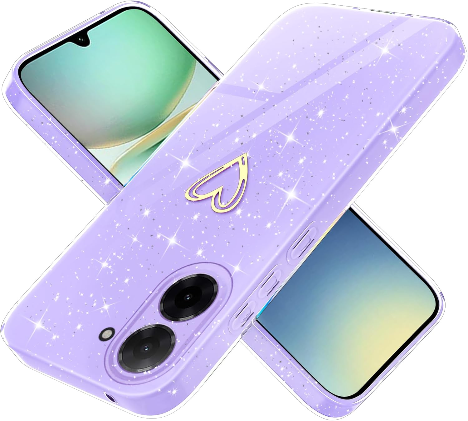 Yichxu Mobile Phone Case for Xiaomi Redmi 15 4G/5G Case Glitter Heart Love Silicone TPU Shockproof Protective Bumper Case Cover Shiny Ultra Thin Scratch-Resistant Protective Case for Redmi 15, Pink