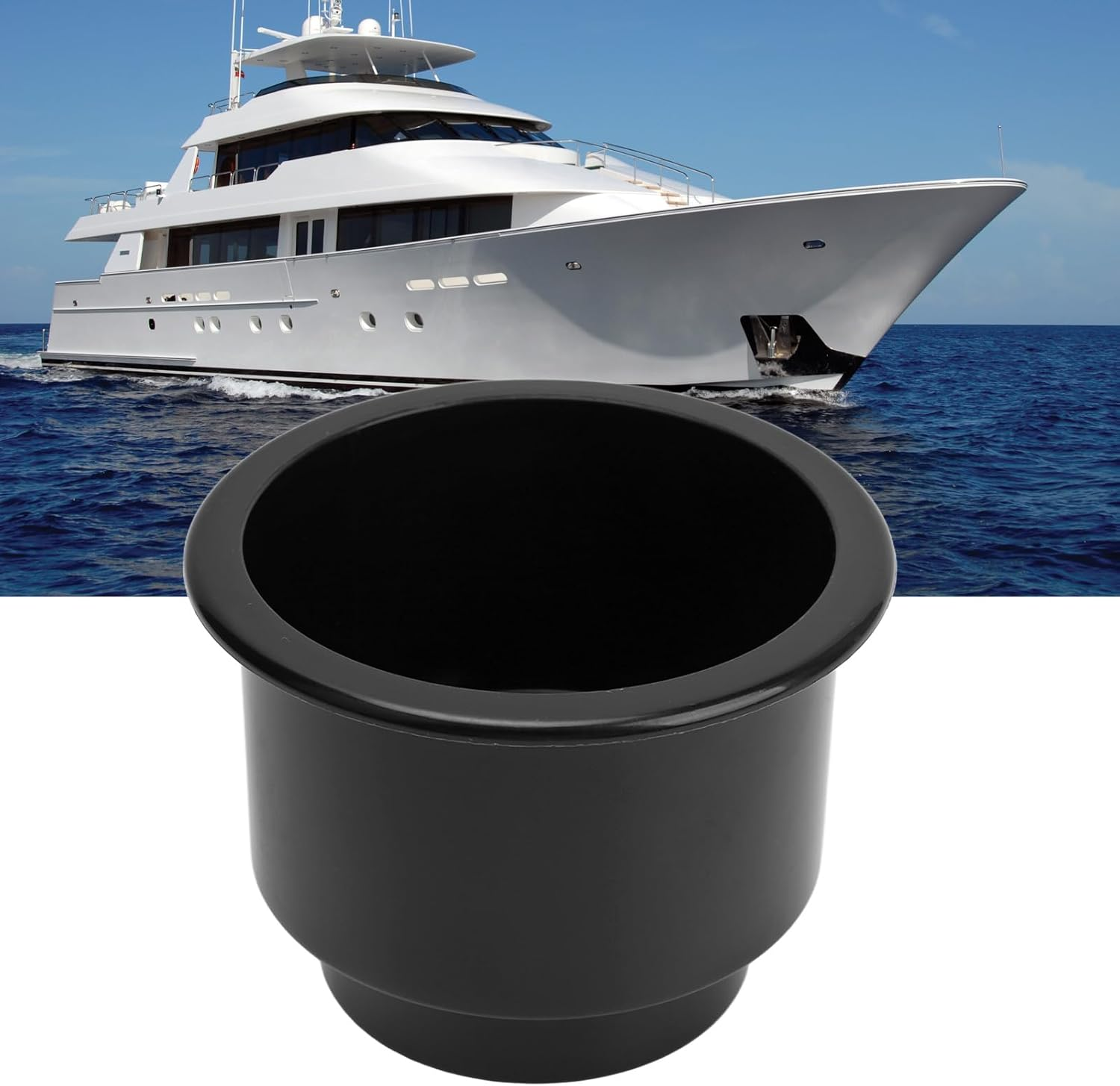 Drink Holder, Easy to Clean Cup Holder Drain Hole Smooth Surface Plastic for Car for Yacht for RV (Black) - White image number 3