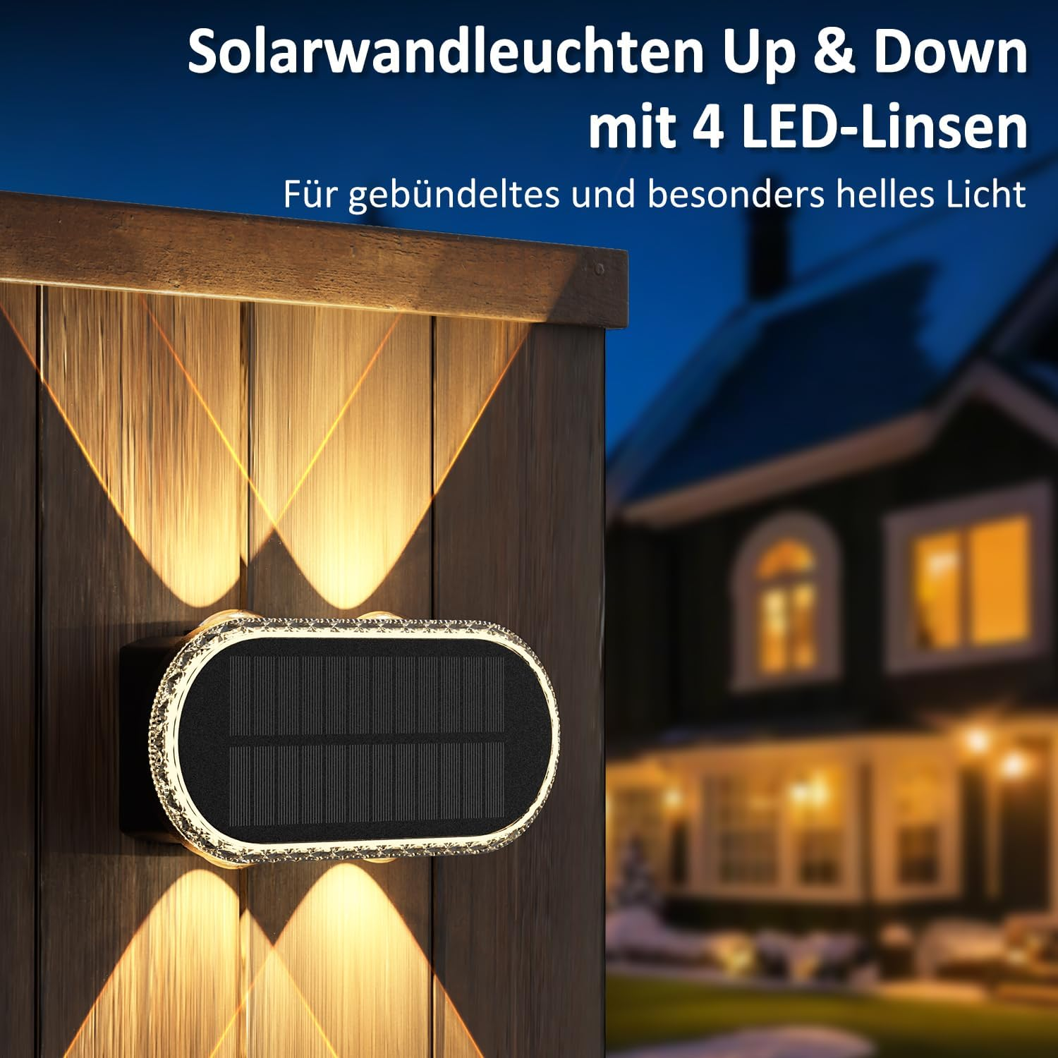 Solar Wall Light Outdoor Set of 6 Solar Wall Lights Outdoor up down 3000 K / 4000 K / 6000 K Fence Lighting Solar IP65 Waterproof for Garden Garage Patio image number 6