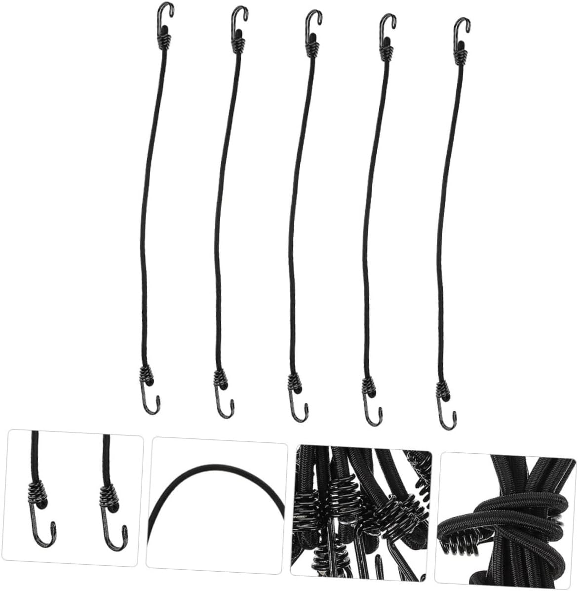 INOOMP 5Pcs Elastic Luggage Straps for Bicycle Motorbike Tensioner Belt High Strength Retractable Ratchet Straps Wide Elasticity Protect Frame from Scratch Random Color image number 6