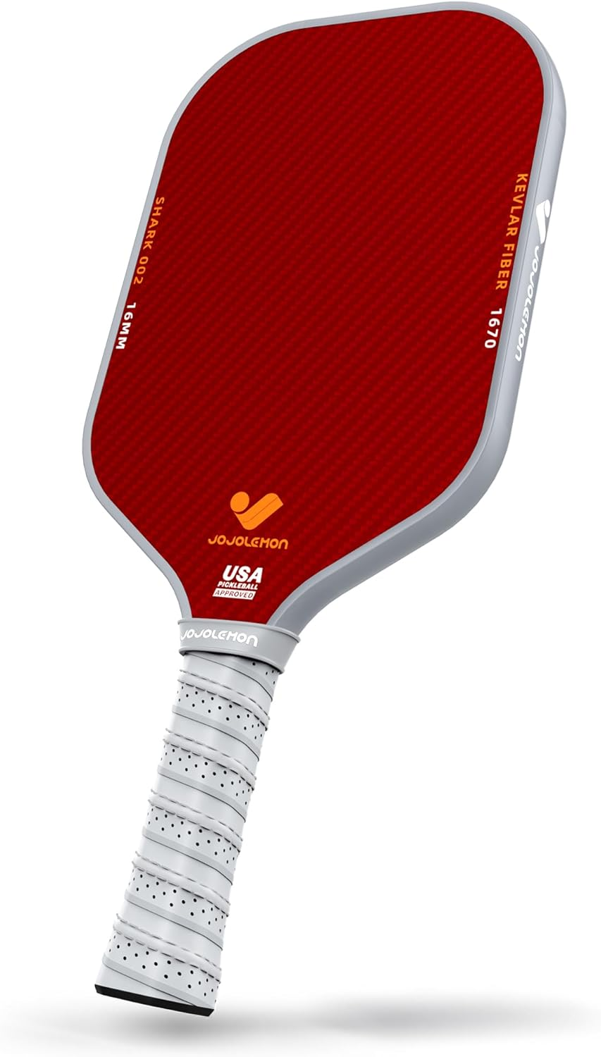 JOJOLEMON Pickleball Paddles, Carbon Fiber Pickleball Paddle with a 16Mm Shark Power Polymer Core, the Pickleball Rackets Designed for Ultimate Spin & Consistency
