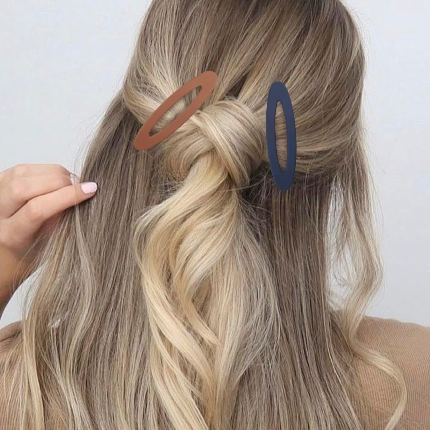 4 Pcs 9Cm/3.5Inch Large Snap Hair Clips Blue&Orange Snap Hair Barrettes Matte Snap Clips Hair Pins Medium Barrettes for Women Girls Hair Accessories