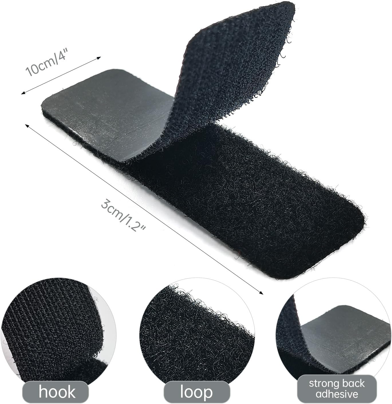 14Pcs Double Sided Sticky Strips,Double Sided Tape,Hook and Loop Strips with Adhesive - Black-14Pcs image number 6