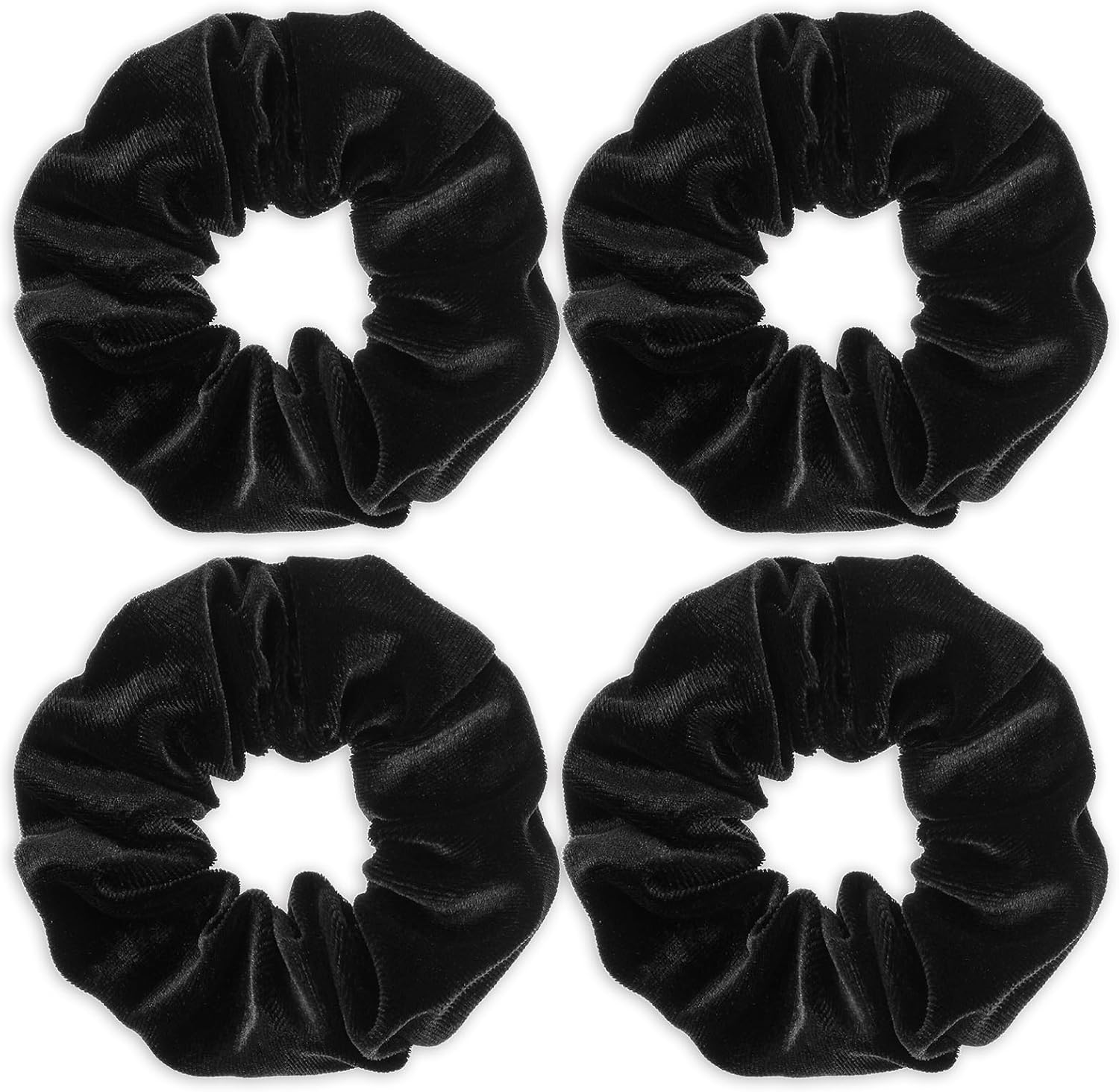 Pack of 4 Hair Bobbles for Women, Scrunchies, Velvet, Soft Elastic Hair Bands, Fashionable Ponytail Holder, Hair Accessories for Teenagers and Women, Carnival, Thick, Curly, Thin, Fine Hair image number 3