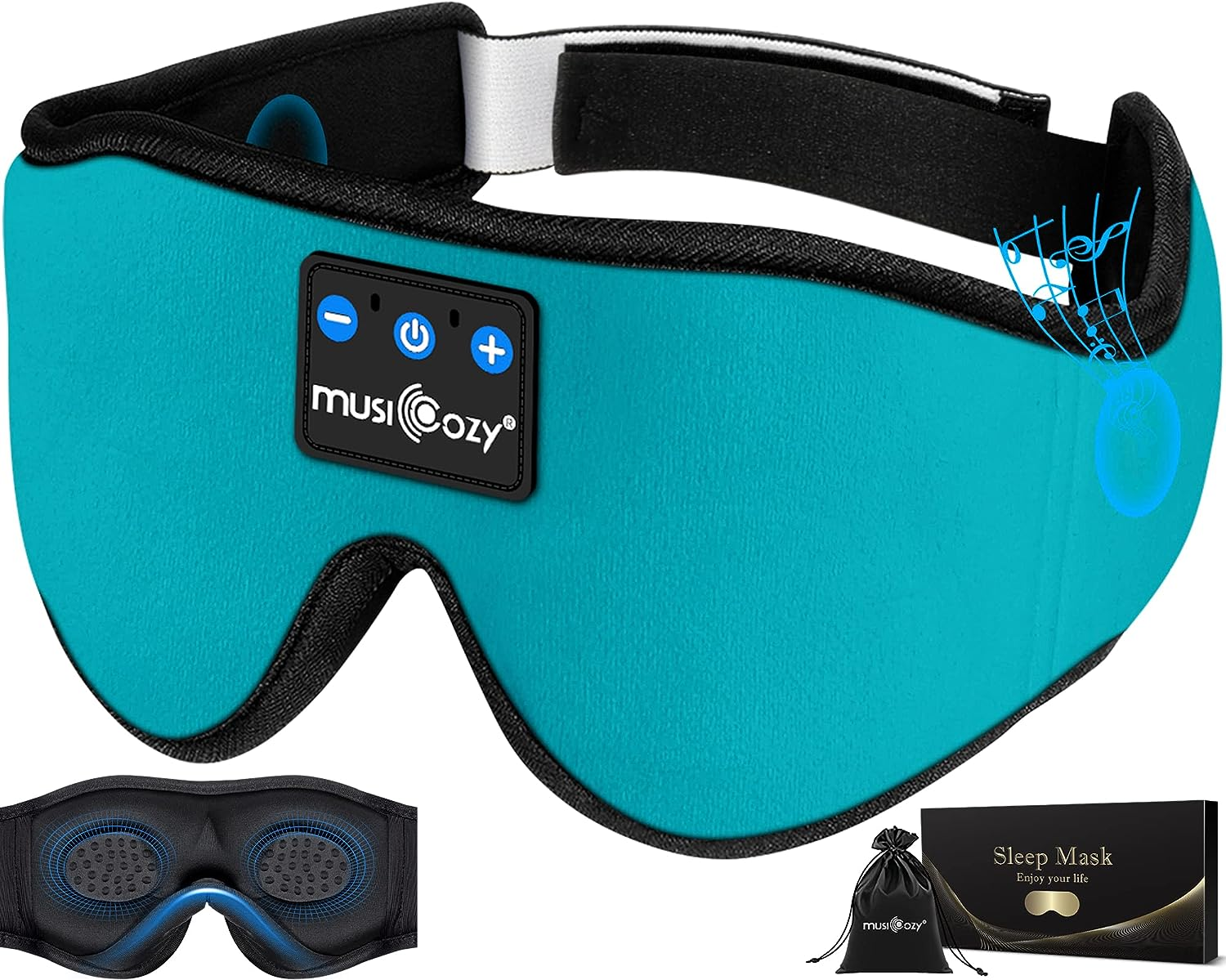 MUSICOZY Sleep Headphones Bluetooth Wireless Sleeping Eye Mask, Office Travel Unisex Gifts Men Women Who Have Everything Top Christmas Cool Tech Gadgets Unique Mom Dad Her Him Adults Teen Boys Girls