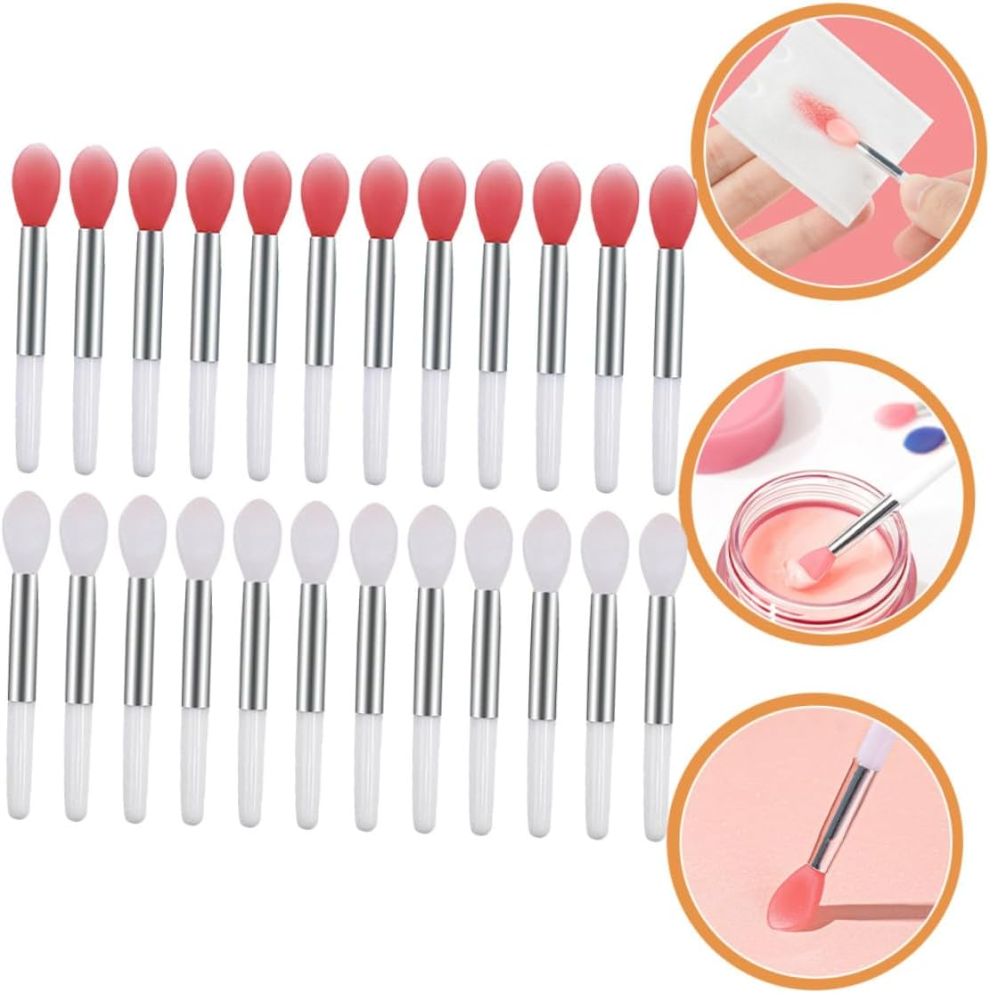 BAZEITFLOW 24Pcs Silicone Lip Mask Applicators Soft Balm Brush for Lipstick Lip Gloss Makeup Tools Portable for Women image number 1
