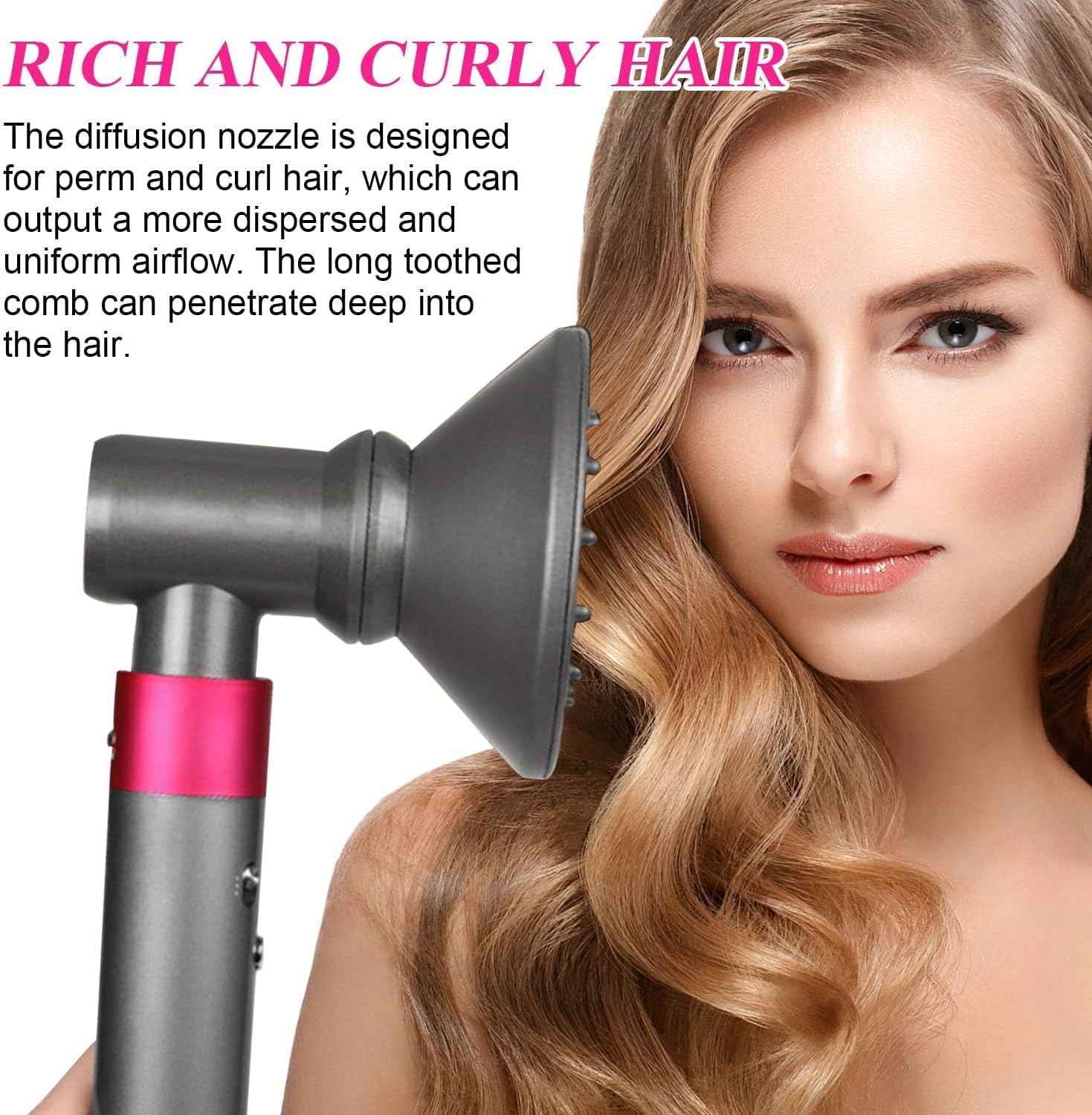 3 PCS Universal Attachment for Dyson Hair Dryer, Professional Styling Tool for Dyson Airwrap Styler HS01 HD08, Contains Adapter, Hair Dryer Diffuser Nozzle and Anti-Flying Nozzle image number 6