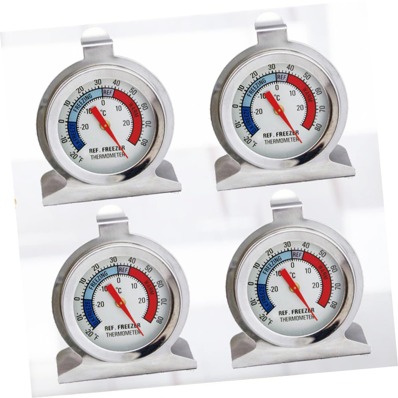 STAHAD 4Pcs Stainless Steel Refrigerator Thermometer for Home Office Small Space-Saving Freezer Thermometers with Paper Package Accurate Temperature Monitoring in Silver
