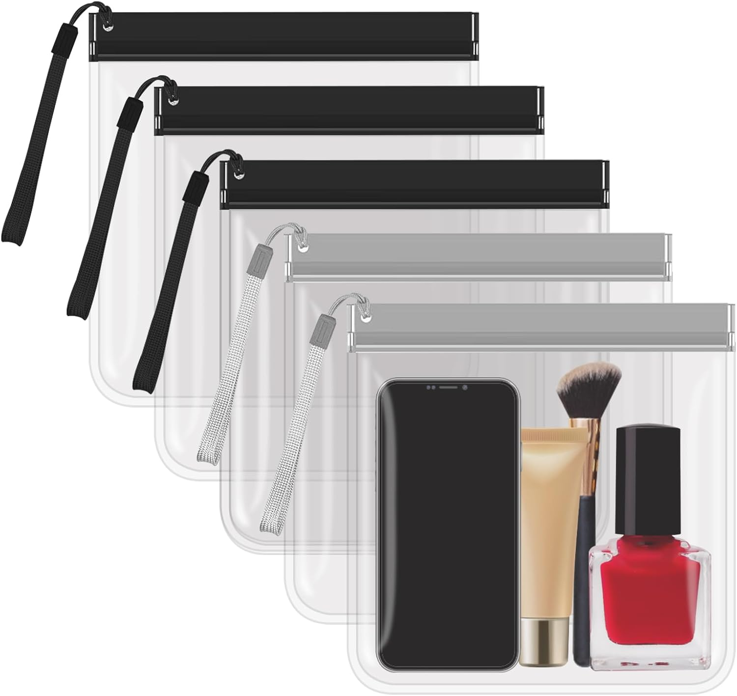 5 Pack Clear Travel Bags for Toiletries, YITOBA Portable Clear Toiletry Bag, Portable Size Waterproof Travel Pouches, Leak-Proof Plastic Pouch for Liquids and Cosmetics (5 Pcs) image number 4