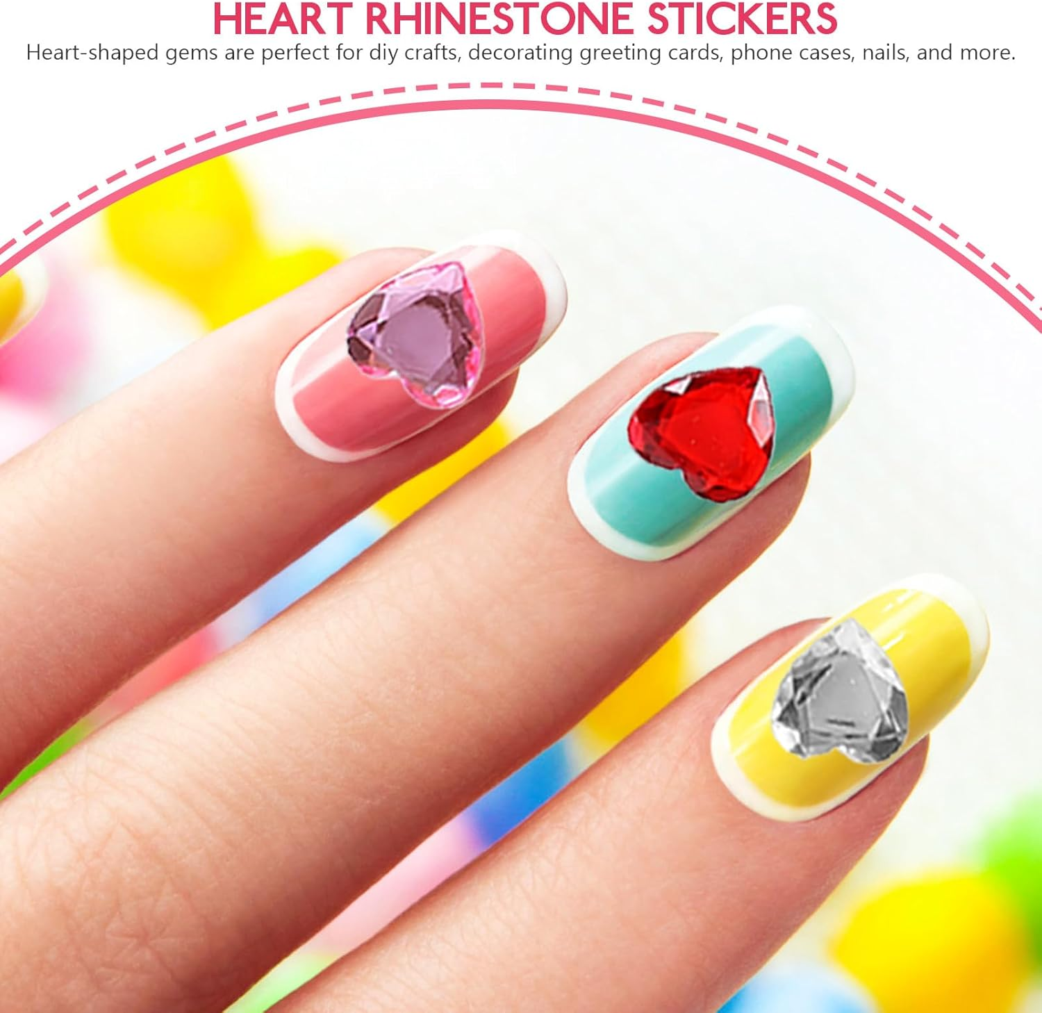 DOITOOL 12 Sheets Adhesive Heart Stickers,Bling Rhinestone Sticker Makeup Gems Stickers for Face Body Eye Nail,Decorative Stickers for Valentine'S Day Wedding Craft image number 1