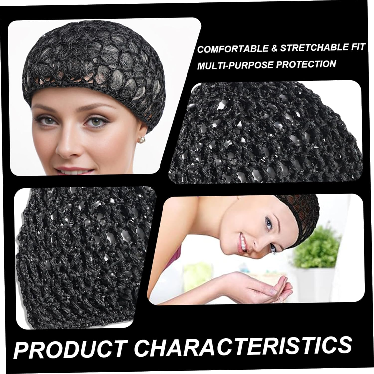 Tubi Hair Wrap, 6PCS Elastic Crochet Hair Net, Soft Breathable Mesh Wrap Net for Silk Press, Nets for Sleeping, Long Straight Curly, Decor image number 1