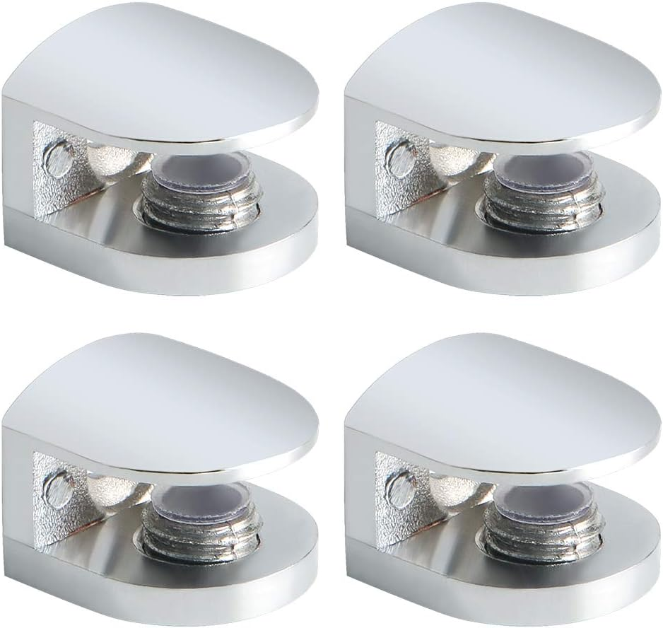 Alise Glass Shelf Bracket,Adjustable Clamp Brackets for Shelves,Wall Mount Clamps for 5-8Mm Glass Shelves,Bathroom Clip Holder Support Hardware Replacement Parts,Polished Chrome Pack of 4 image number 1