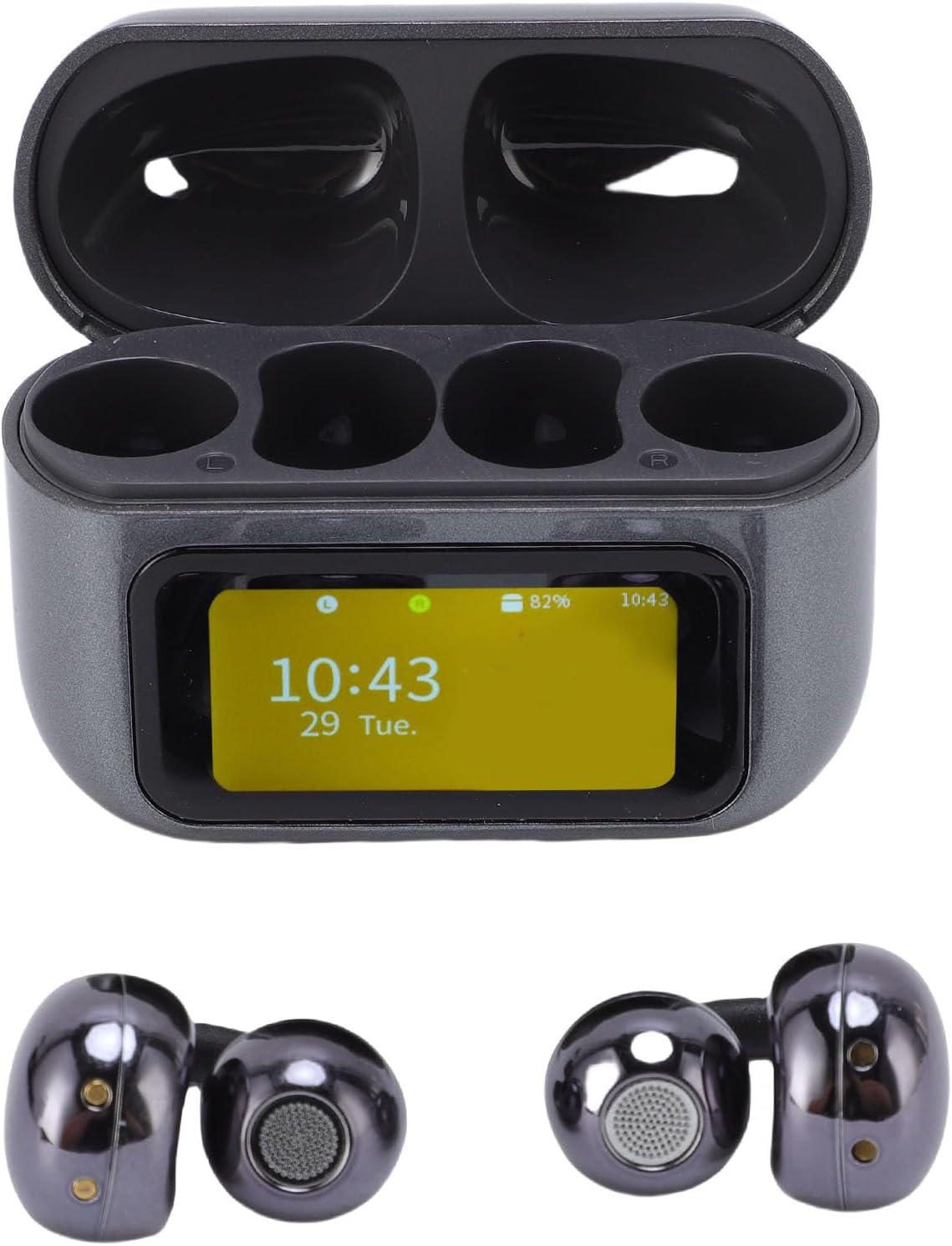 Plyisty Wireless Earbuds, Bluetooth 5.49 Sports Headphones, LCD Touch Screen Charging Case, Hifi Speaker, Directional Stable Transmission, for Training, Running (Black) image number 5