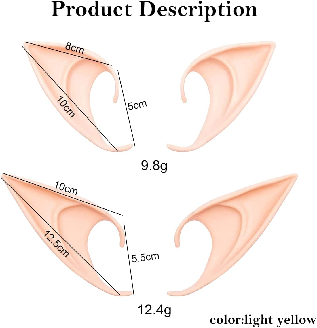 Fairy Ears, Elf Ears, Pointed Ears, 4 Pairs Halloween Party Accessories, Halloween Accessories, Cosplay, Christmas Party Costume, Cosplay Accessories, Prop Party, Theme Party Costume, Party Masquerade image number 2