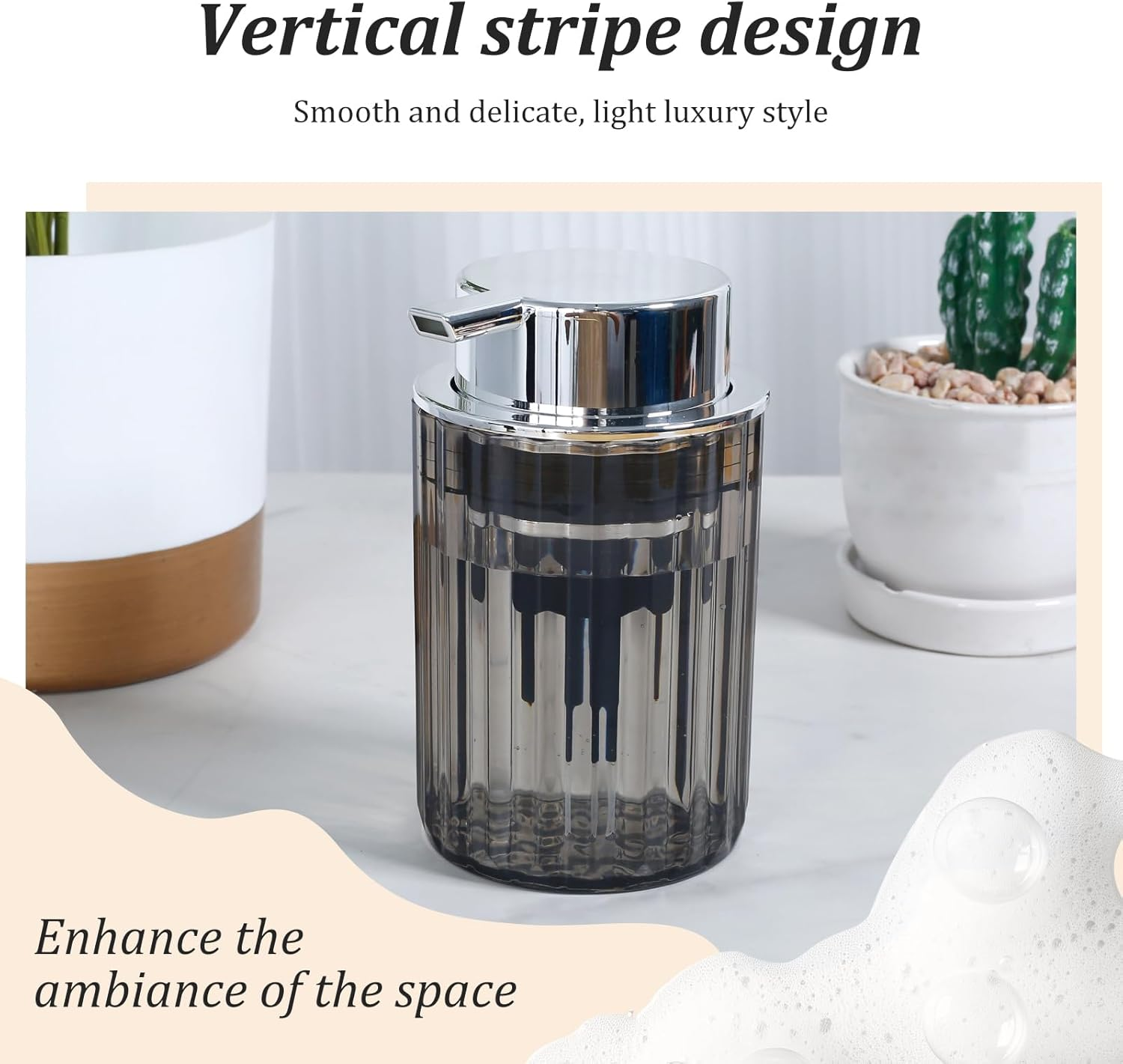 ZFLYCANP 3 Pcs Foaming Hand Soap Dispenser with Plastic Pump, Stylish Hand Soap Pump Dispenser, Refillable Pump Bottle Dispenser for Bathroom Kitchen Countertop image number 1