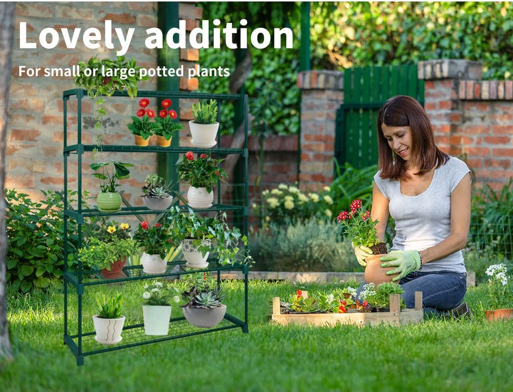 Levede 5 Tier Plant Stand 140Cm Tall Metal - Greenhouse, Indoors, Outdoors, Shelf, Flower Pot, Holder, Garden, Green X2 image number 6