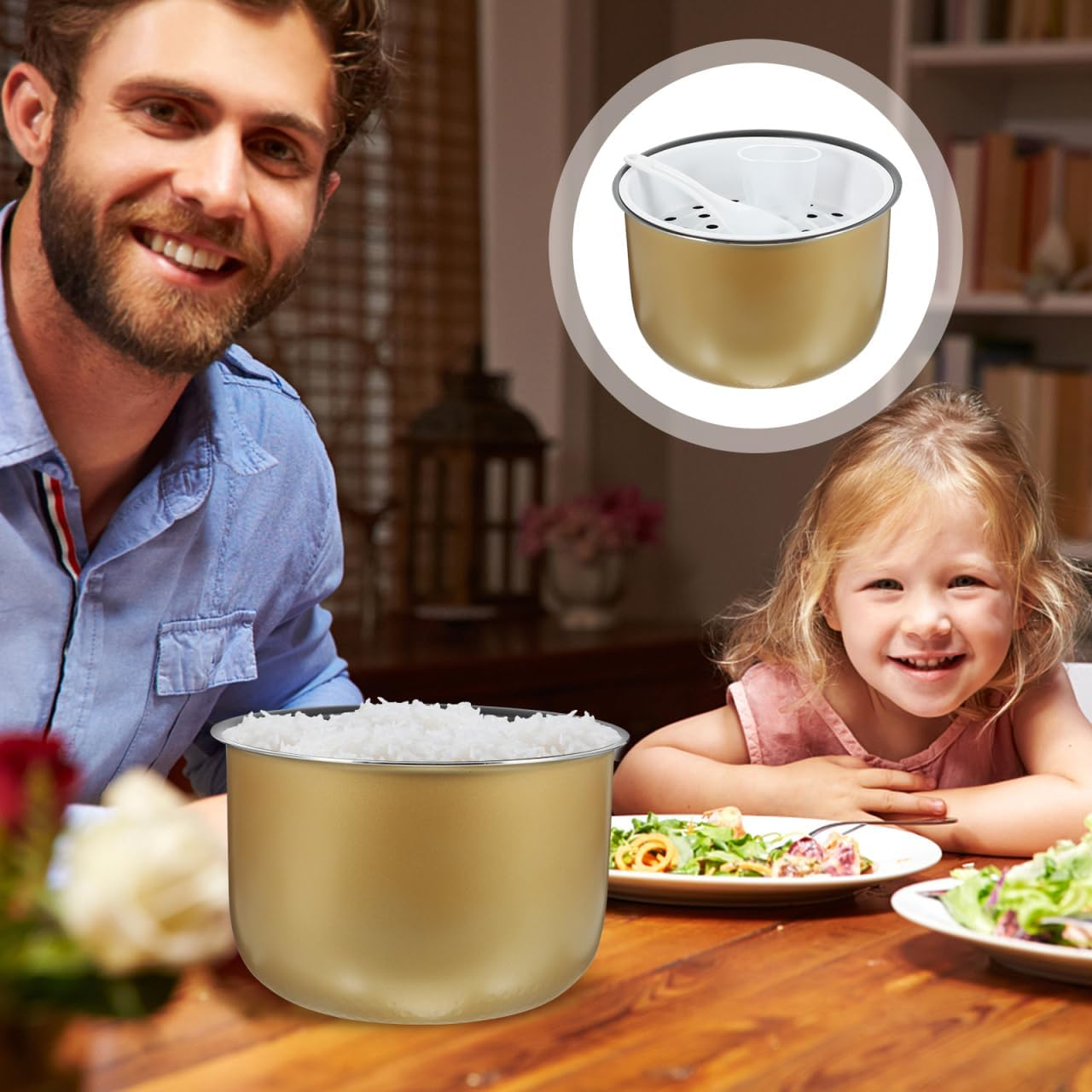 Amosfun Rice Cooker Inner Pot Replacement 5L Aluminium Alloy Non-Stick Coating Universal Compatible with Midea Electric Rice Cooker 14.8 Cm High Kitchen Accessories image number 6