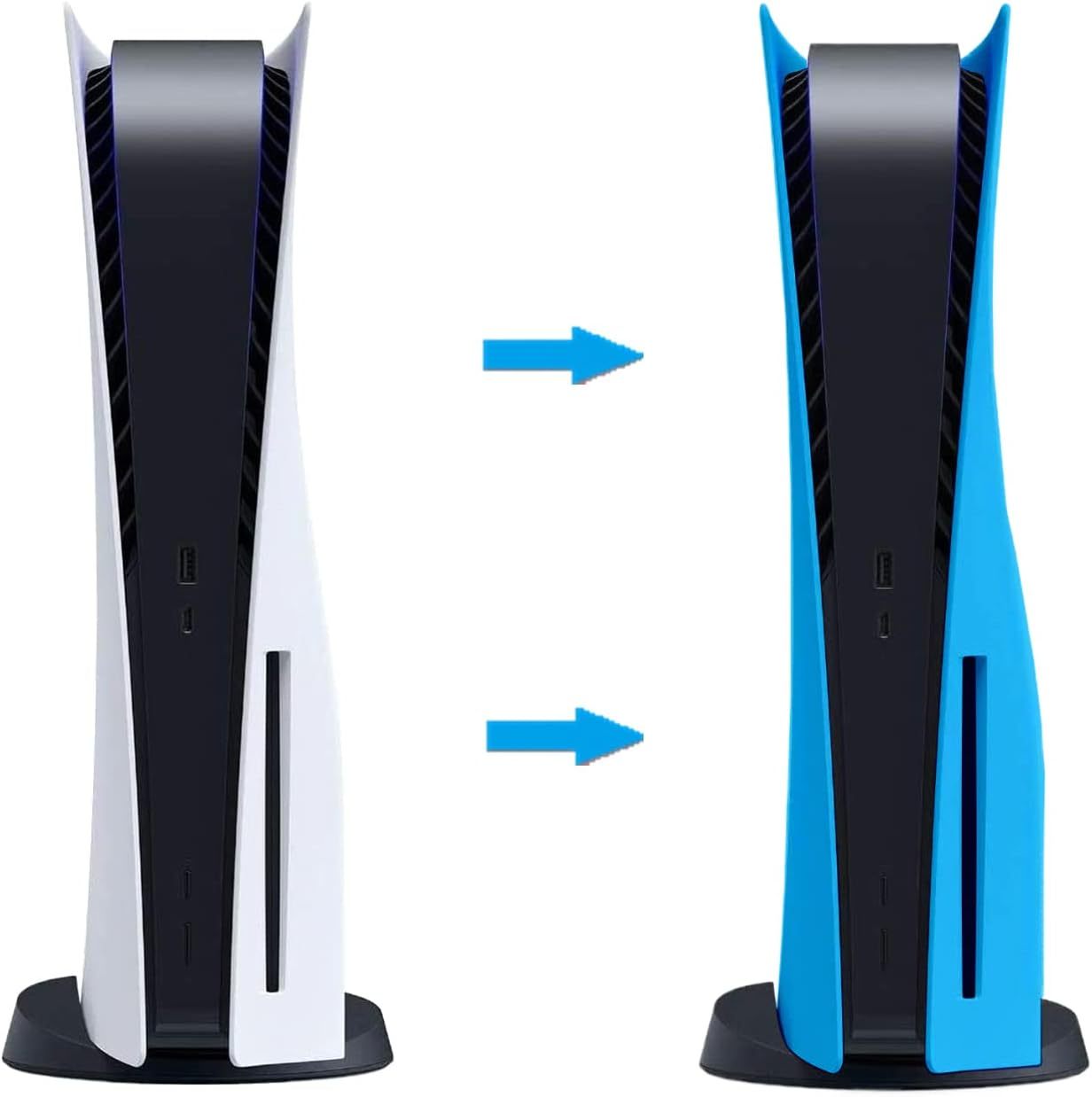 Disc Edition Face Plates Cover Skins Shell Panels for PS5 Console, Accessories for Playstation 5 Protective Replacement Faceplates Dustproof Anti-Scratch (Starlight Blue) image number 4