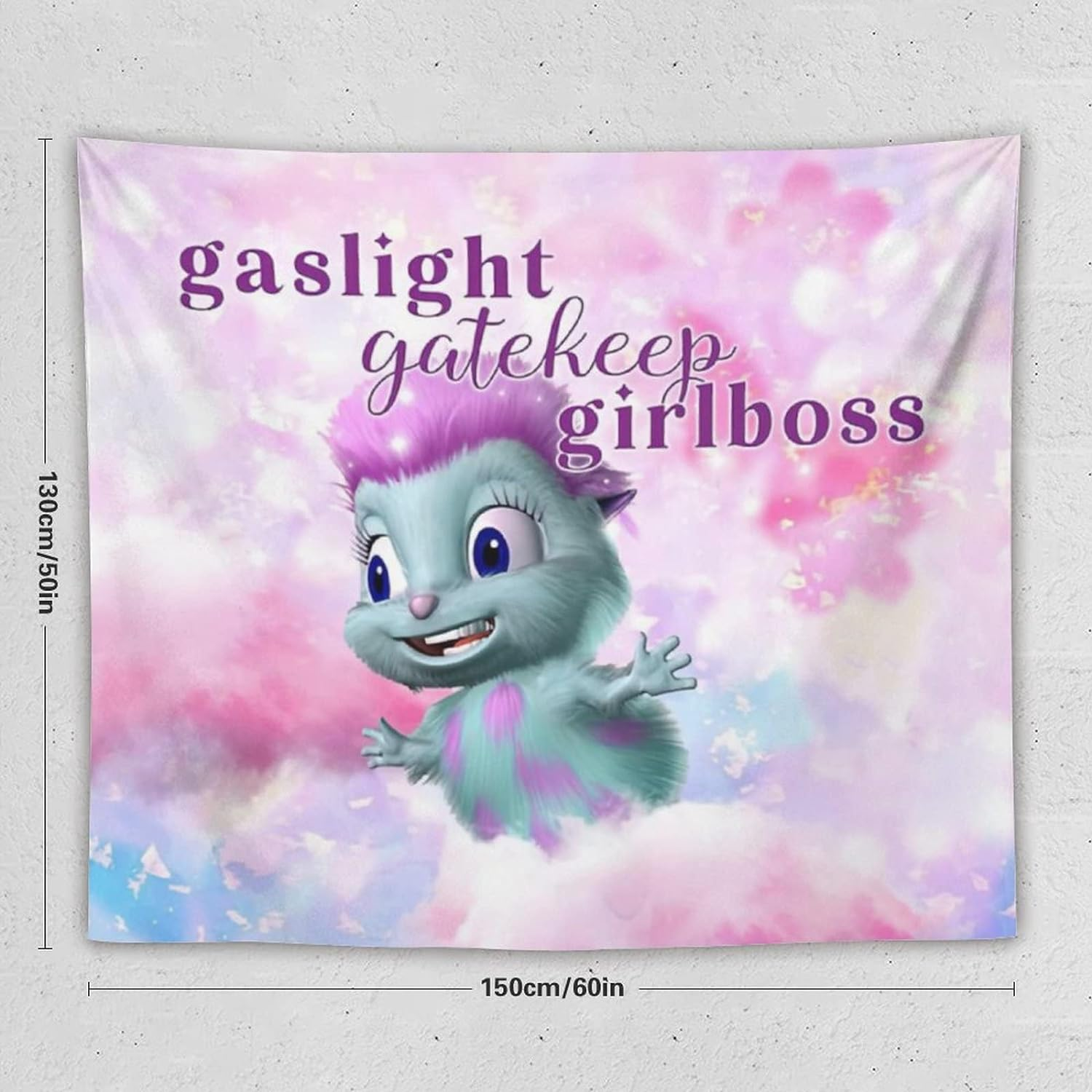 QGHOT Bibble Beliefs Happiness Gaslight Gatekeep Girlboss Funny Meme Tapestry, Wall Hanging for Bedroom Living Room College Dorm Party 60X50 Inches image number 6