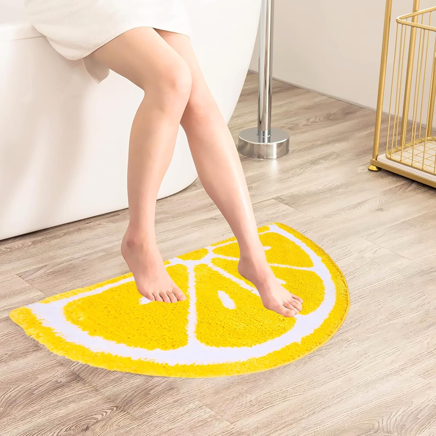 LEVINIS Bathroom Rugs Yellow Fruit Lemon Bath Decor Mat Non Slip Soft and Water Absorbent Bath Rug for Bathroom, Shower, Tub, Bedroom 31"&times;19"