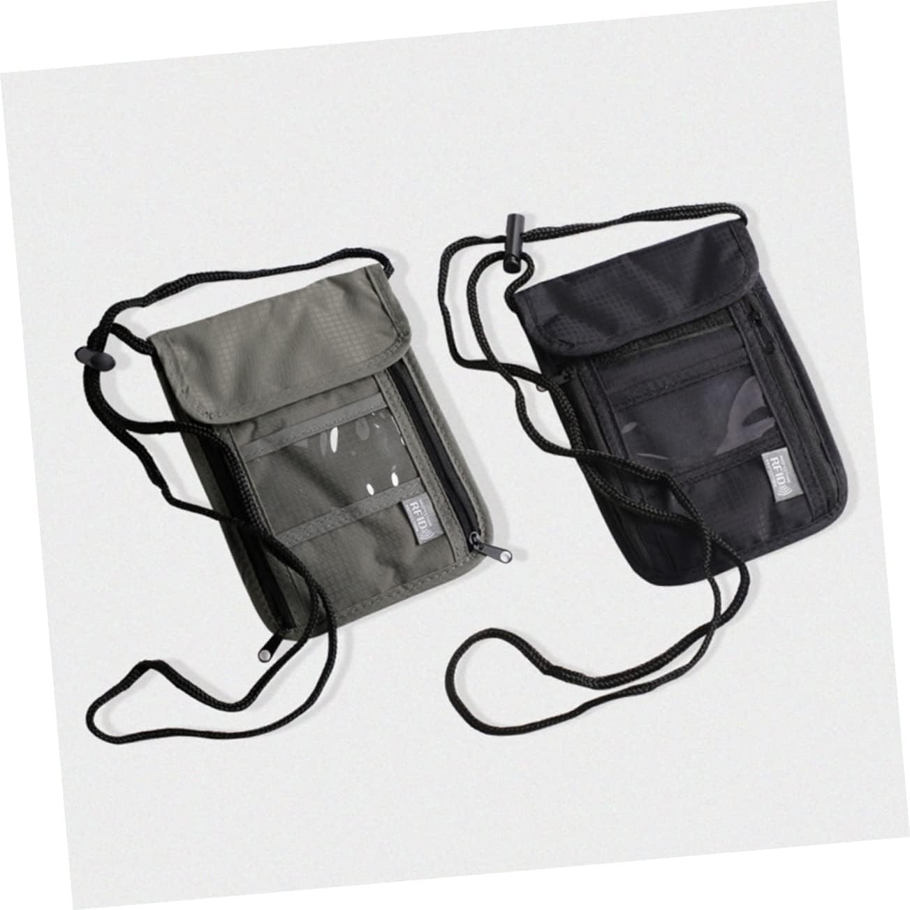 Jojofuny Multi-Function Passport Holder Wallet -Blocking Shoulder Bag Travel Accessory Neck Hanging Bag Credit Card Organizer Grey image number 2