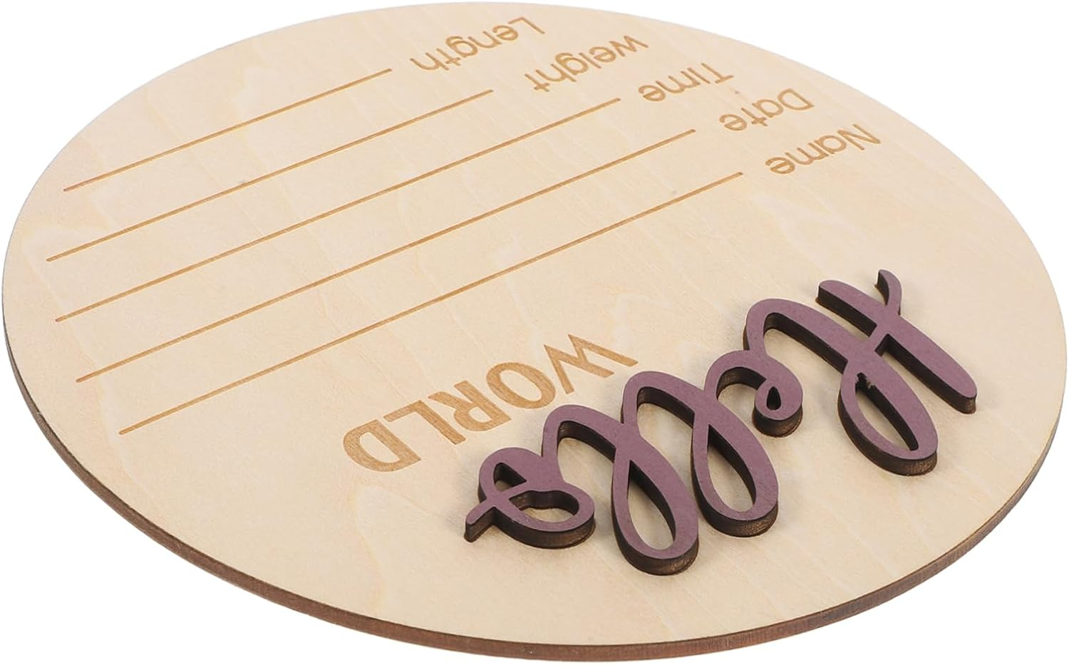 Wooden Birth Announcement round Sign Newborn Name Plaque Photography Prop Arrival Welcome Sign Safe Material for Hospital Shower Nursery Use image number 5