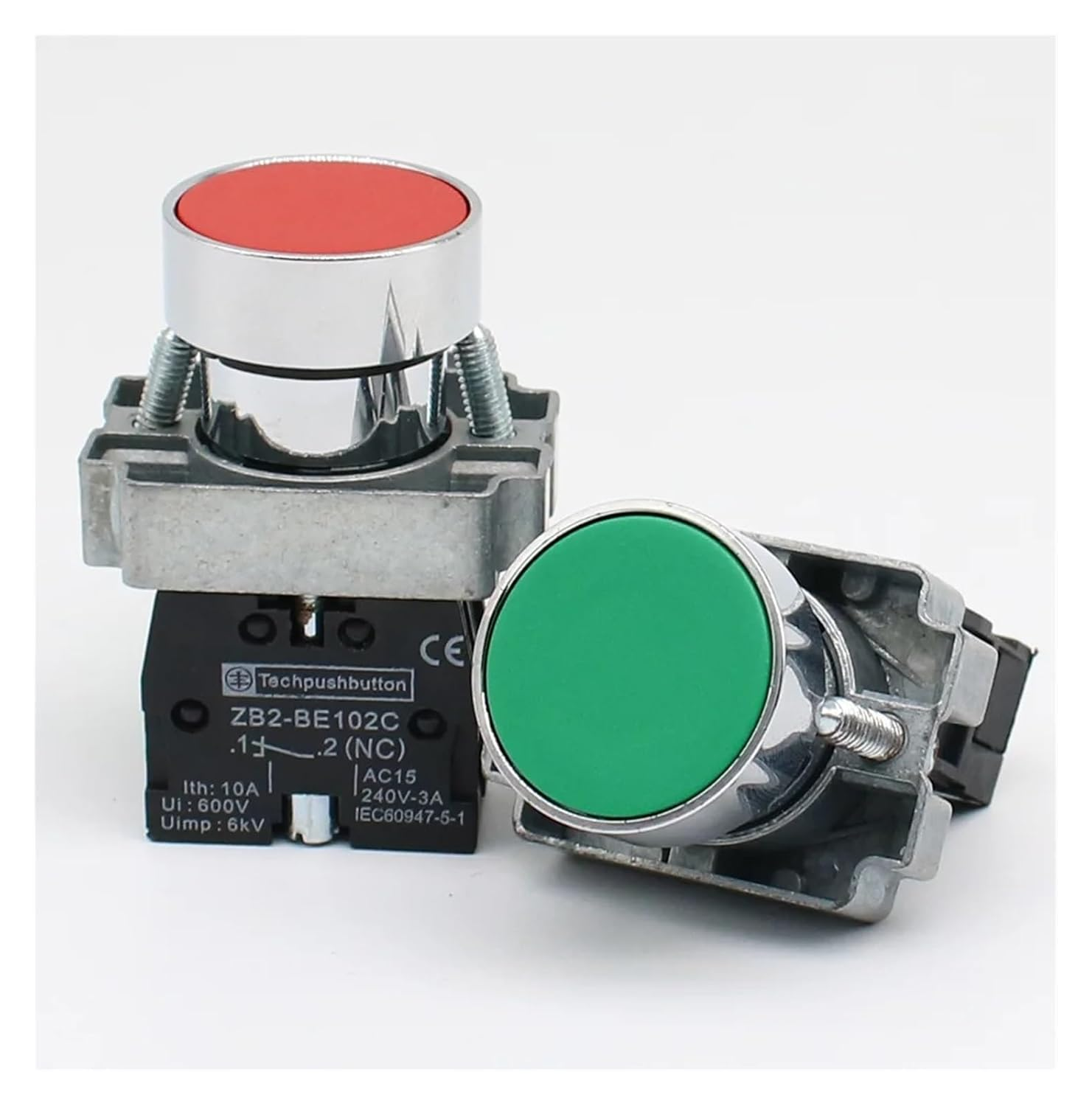 KLVN 22Mm XB2-BA31 XB2-BA42 Momentary Push Button Switch 10A 240V~3A Circular Small Size Flat round Panel NC/NO (Color : XB2 BA 51) image number 2