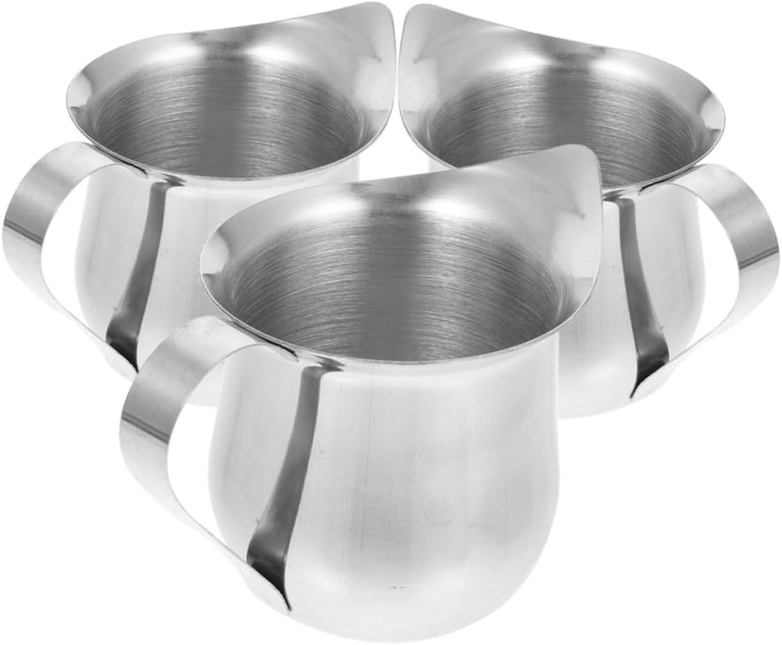 LAPYAPPE 3Pcs Stainless Steel Milk Frothing Pitchers Small Coffee Milk Jug for Steaming Latte Art Espresso Portable and Easy to Clean for Home and Professional Use image number 4