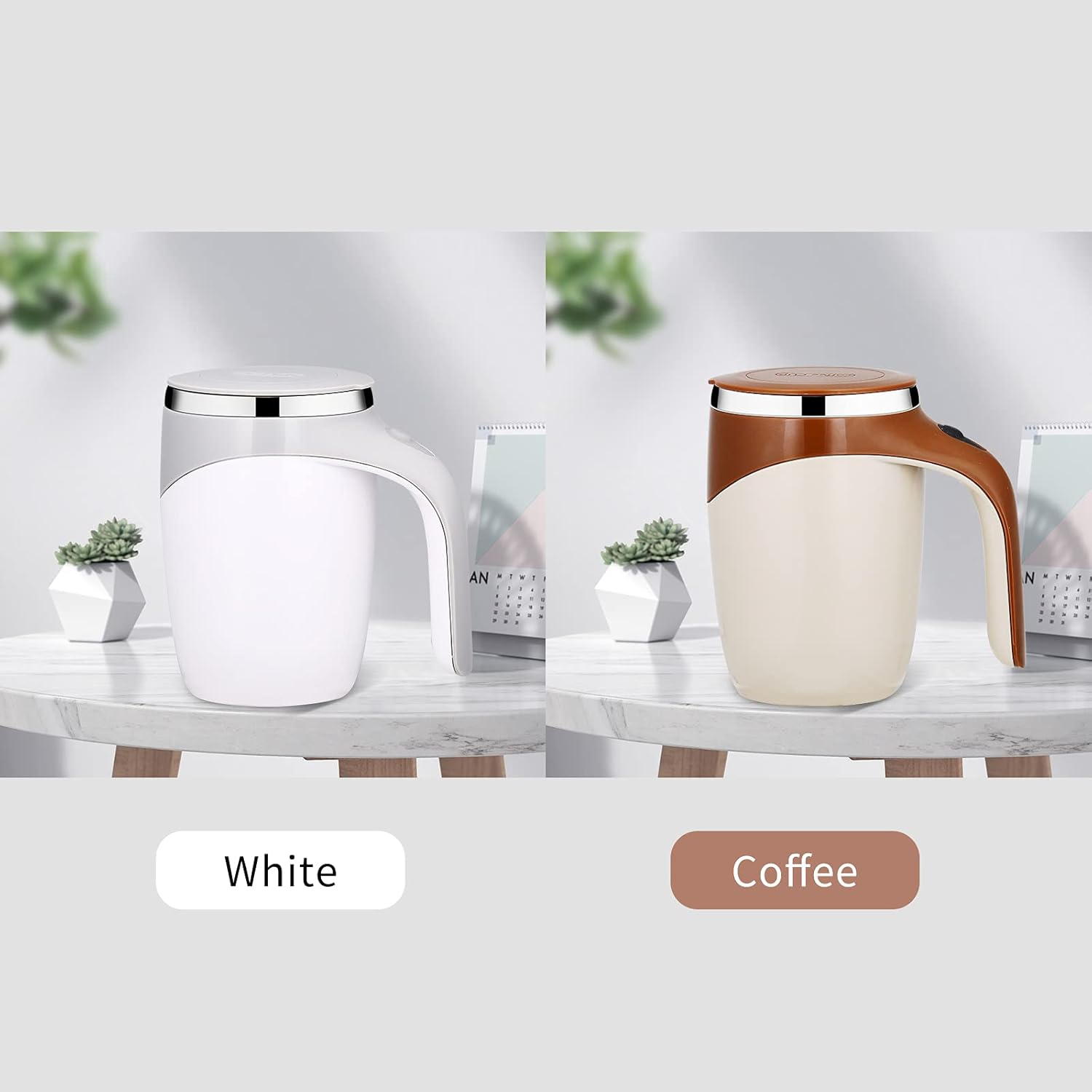 Staright 380Ml Self Stirring Mug with Lid Automatic Magnetic Stirring Coffee Cup Electric Stainless Steel Self Mixing Coffee Cup for Coffee Milk Cocoa Hot Chocolate image number 5