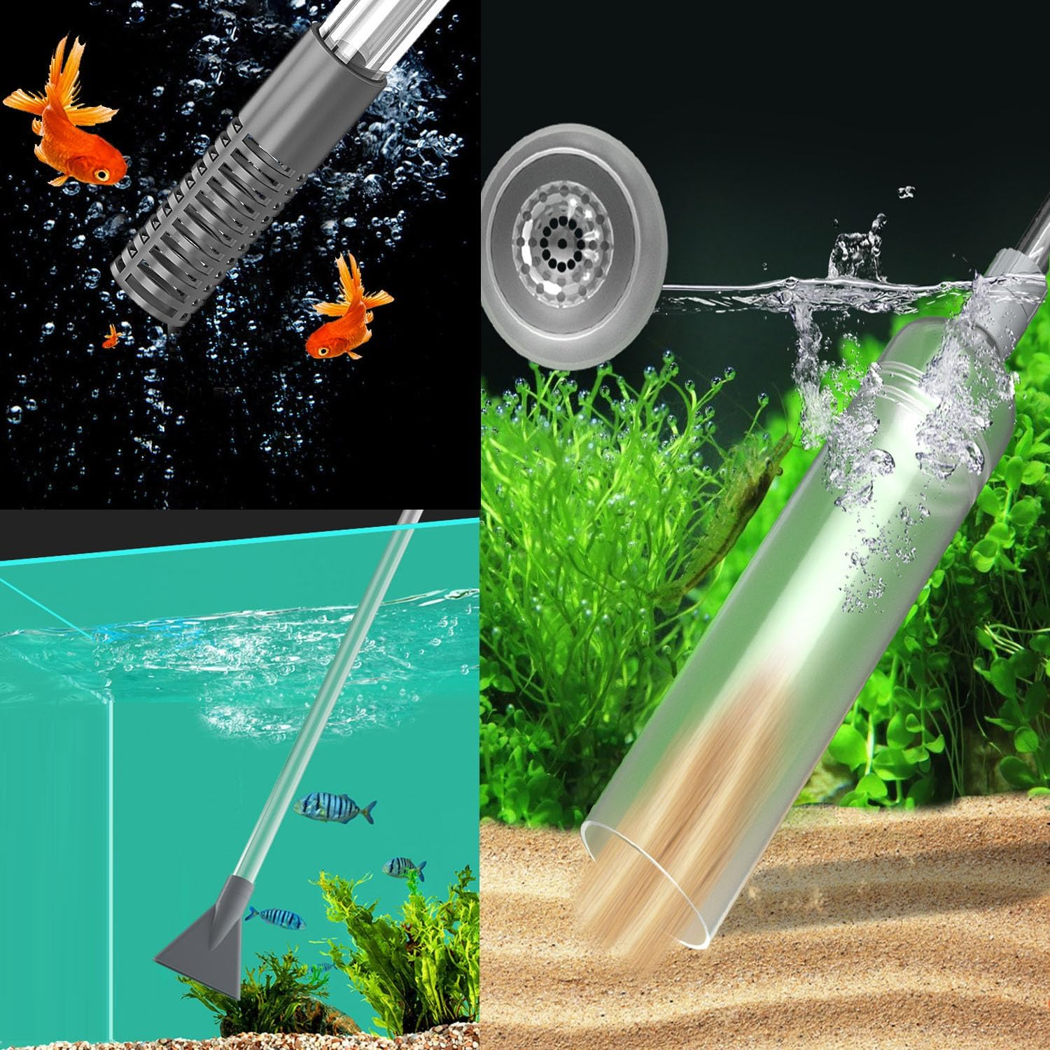 Shengsenfu Aquarium Gravel Cleaner Water Changer Vacuum for Fish Tank Cleaning Tools Siphon Universal Quick Pump Aquarium Water Changing Sand Cleaner for Aquarium Water Filter Fish Tank Cleaner (Blue) image number 3