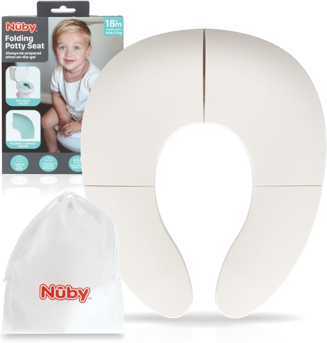 Nuby Portable Foldable Toilet Seat - Easy Potty Training | Anti-Slip | Carry Bag Included | Suitable from 18 Months image number 2