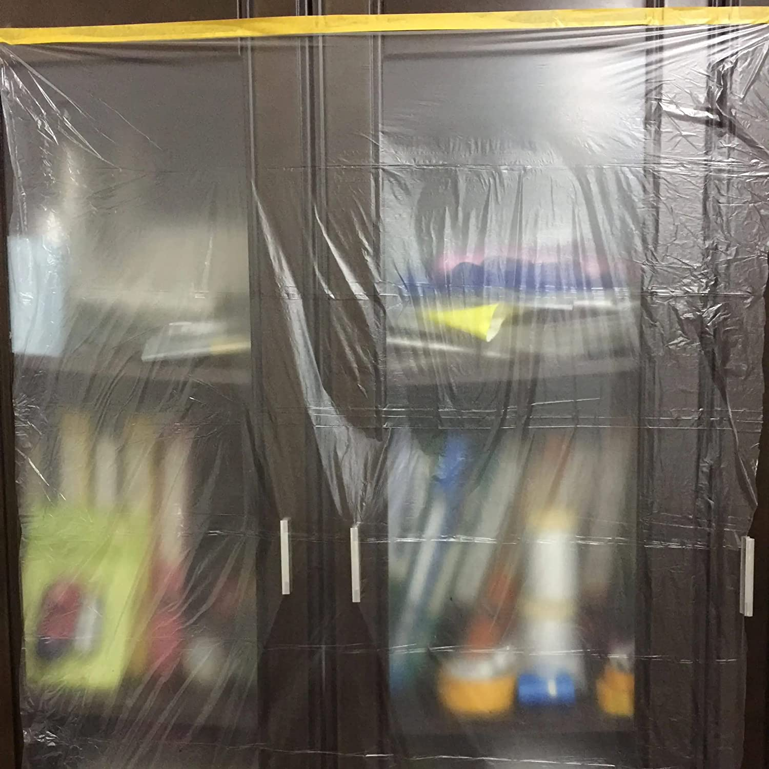 LLPT Tape and Drape Pre-Taped Masking Film 106.3&rdquo;(Unfolded) X 66 Ft Each 2 Pack General Painters Plastic Drop Cloth for Auto Wall Furniture Painting Spraying from Dust Contamination (MFT2702) image number 4