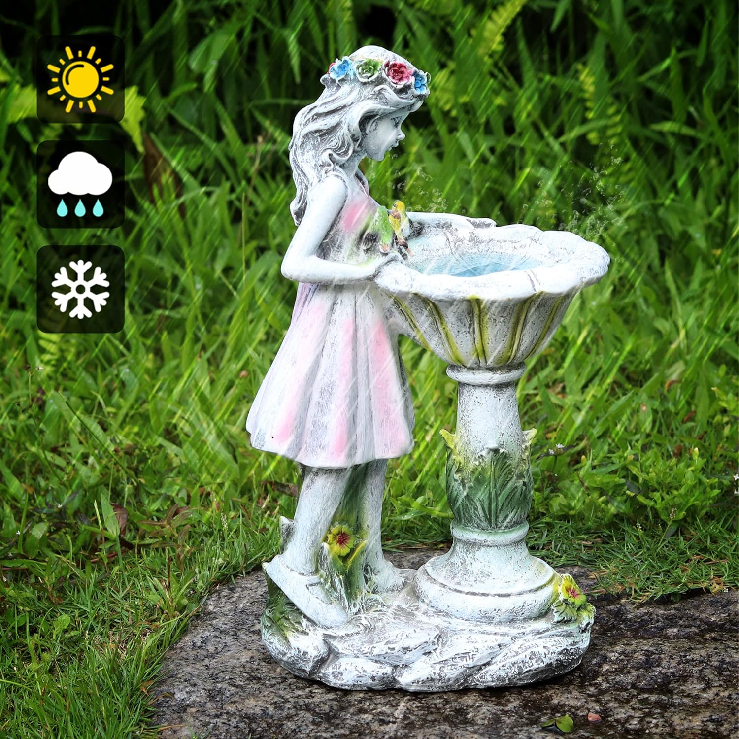 Voveexy Fairy Garden Statue, Solar Garden Angel Figurine Outdoor Decoration Waterproof Resin Garden Sculpture for Patio Yard Lawn Porch Art Decoration Ornament Housewarming Christmas Birthday Gift image number 4